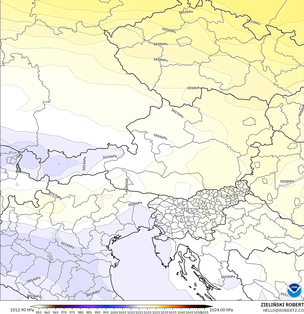GFS model - Austria, Pressure