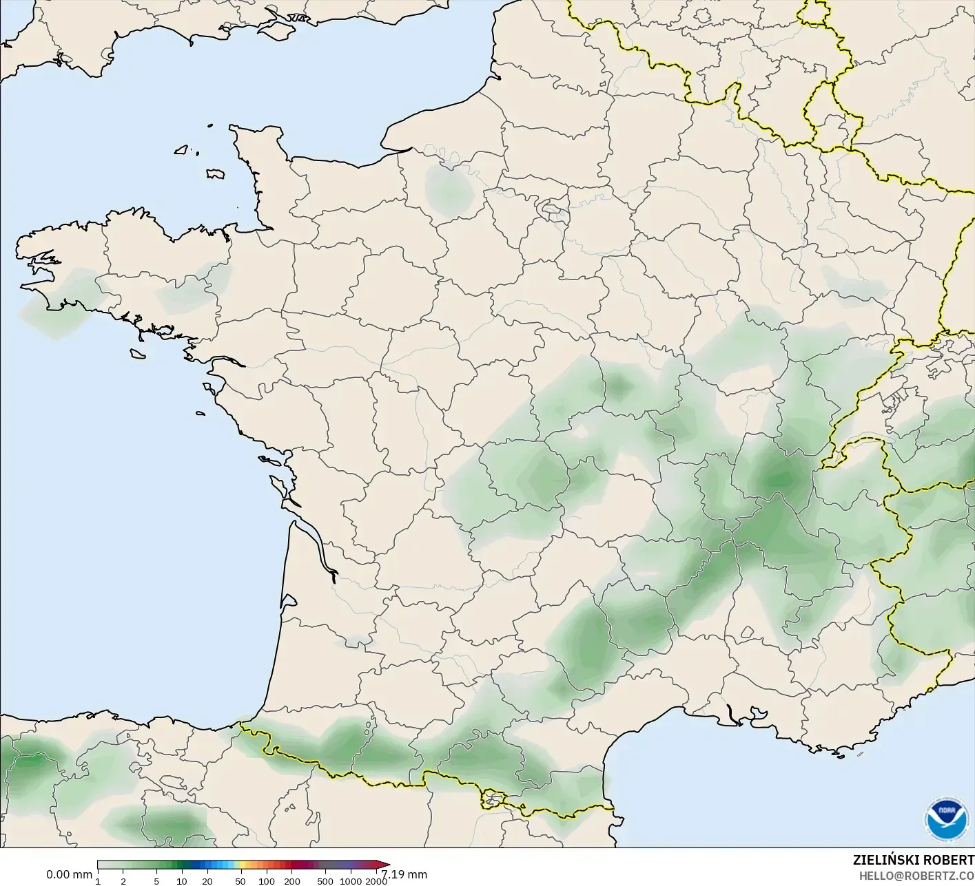 GFS model - France, Precipitation Accumulation