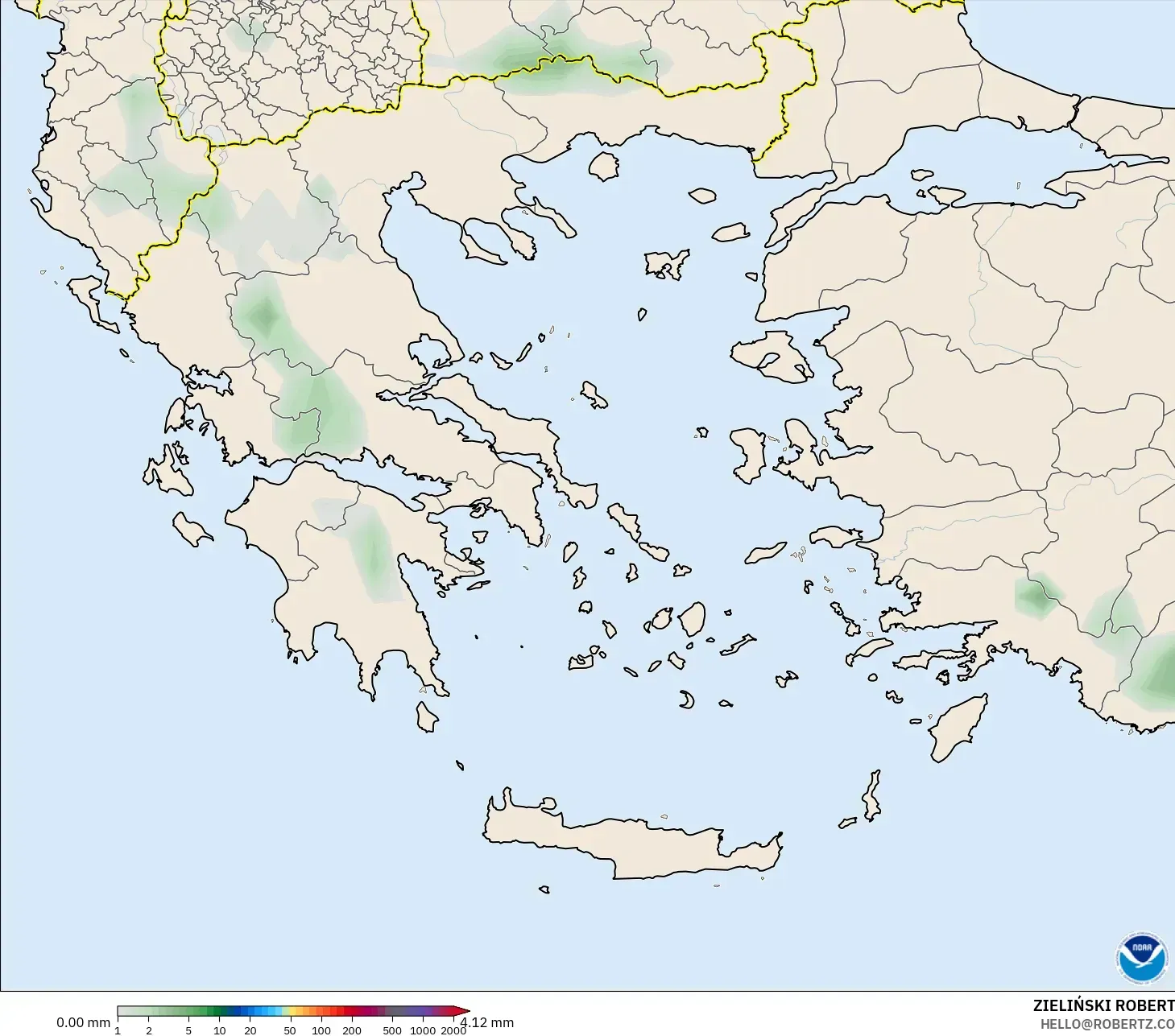 GFS model - Greece, Precipitation Accumulation