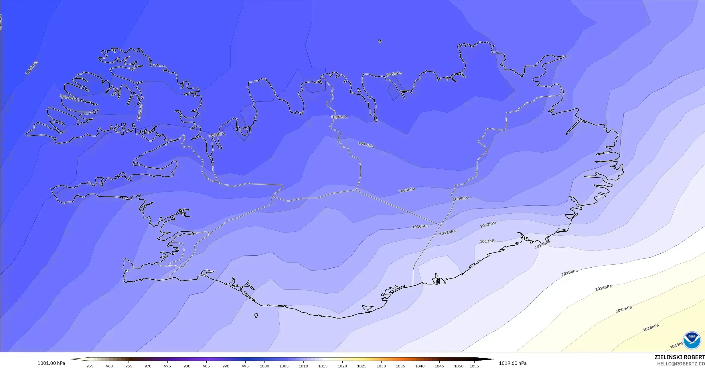 GFS model - Iceland, Pressure