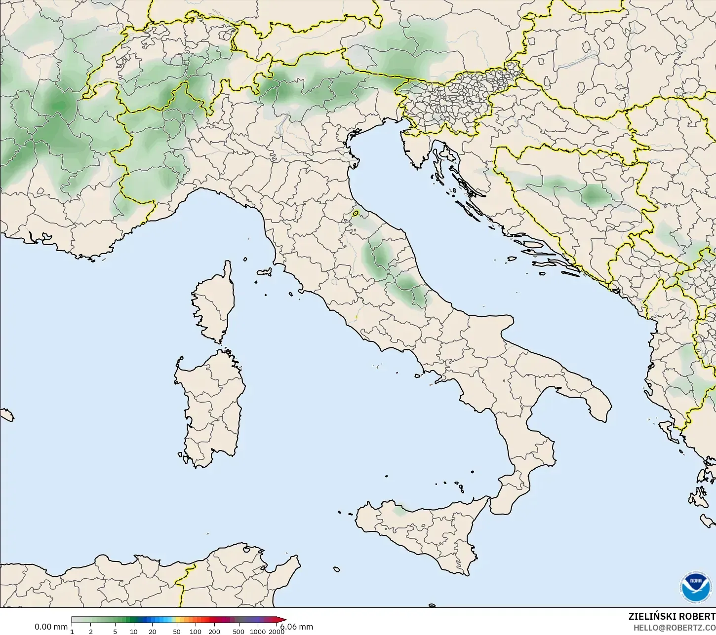 GFS model - Italy, Precipitation Accumulation