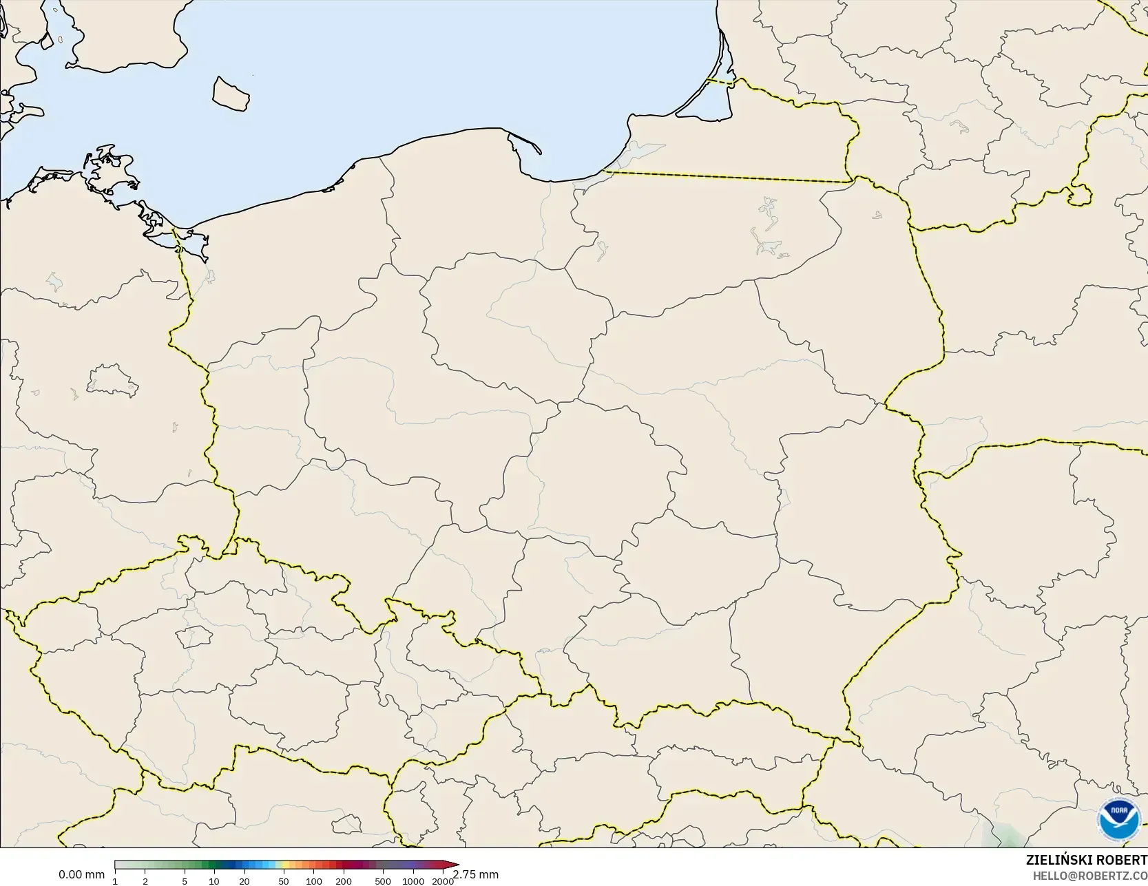 GFS model - Poland, Precipitation Accumulation