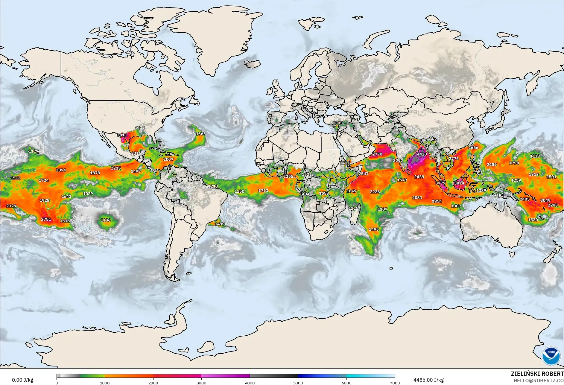 GFS model - World, CAPE