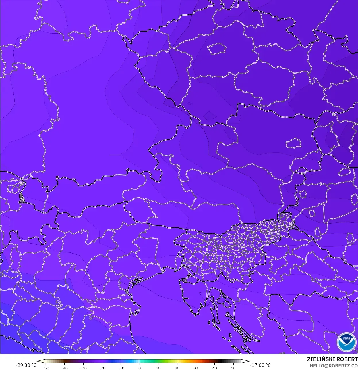 GFS model - Austria, Temperature at 500hPa