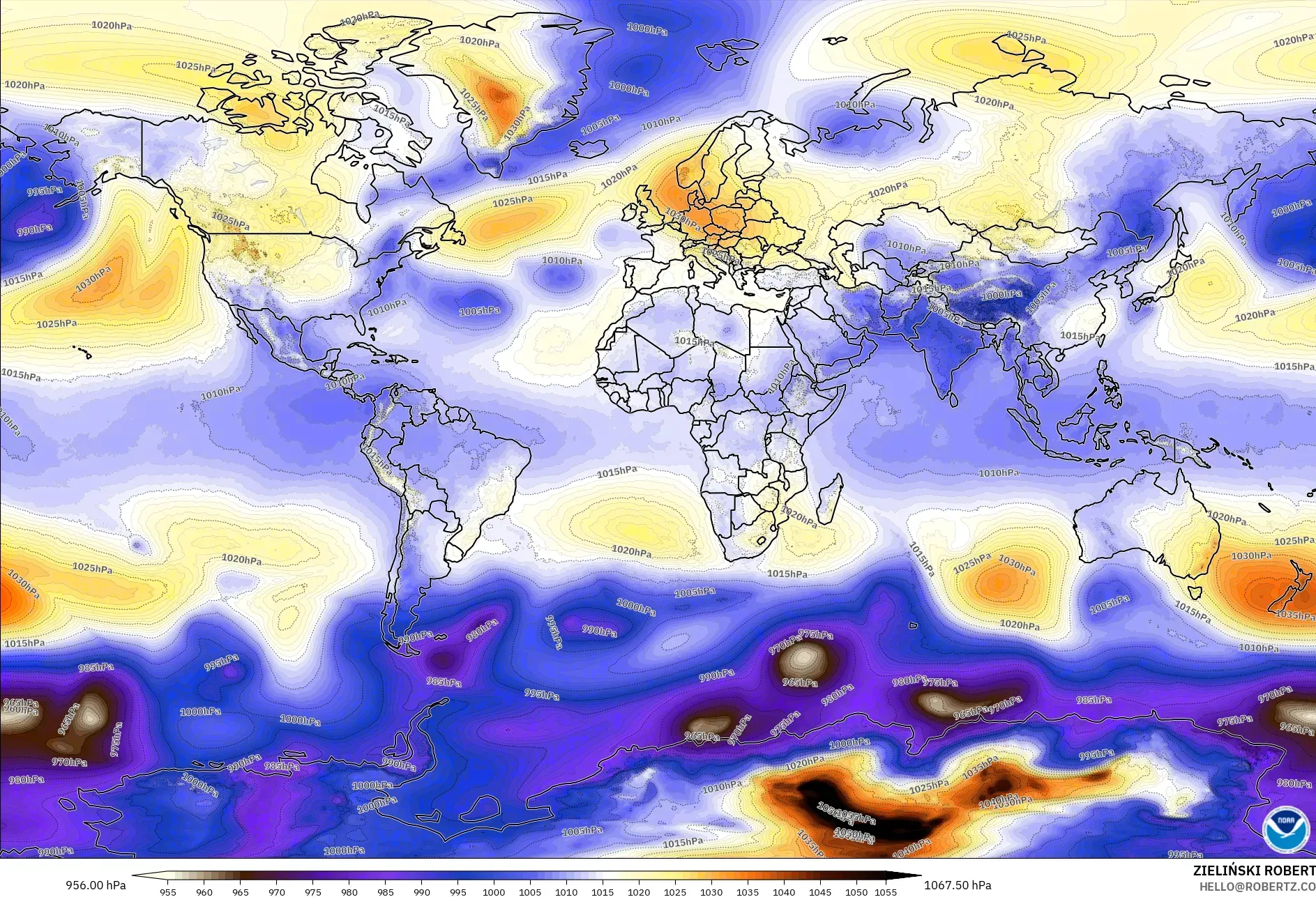 GFS model - World, Pressure