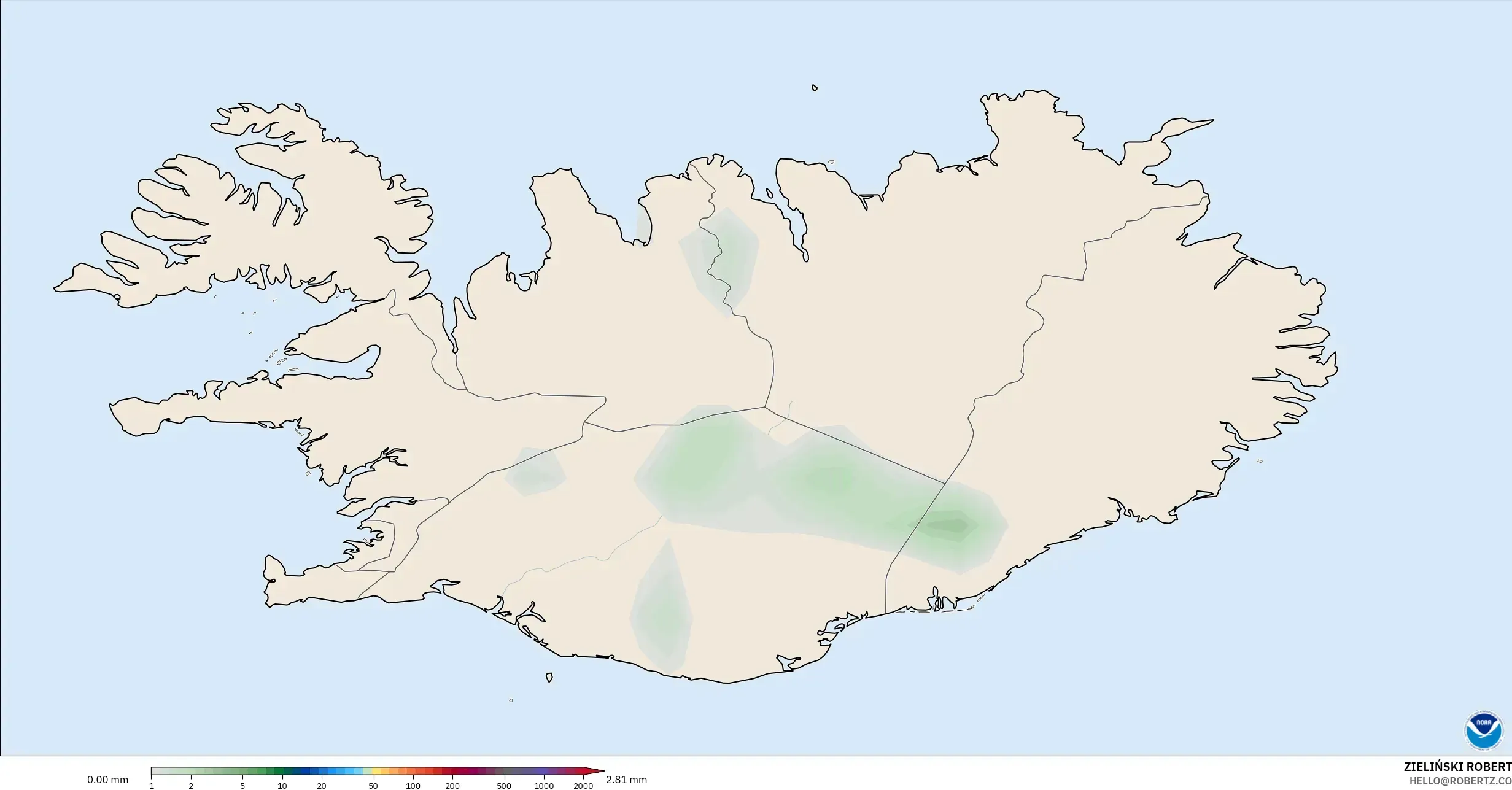 GFS model - Iceland, Precipitation Accumulation