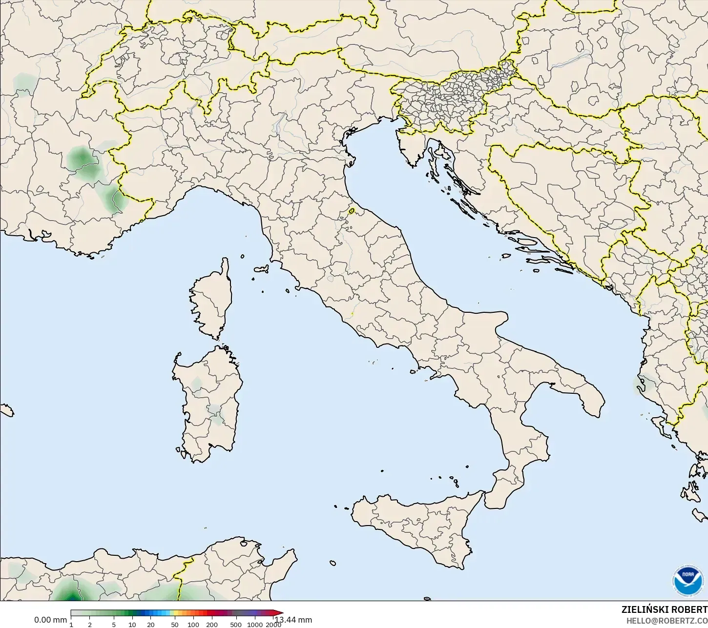 GFS model - Italy, Precipitation Accumulation