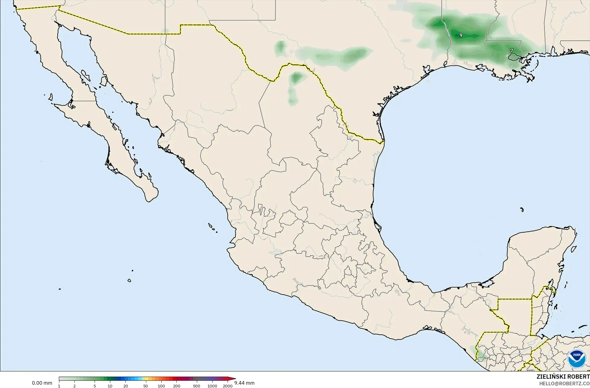 GFS model - Mexico, Precipitation Accumulation
