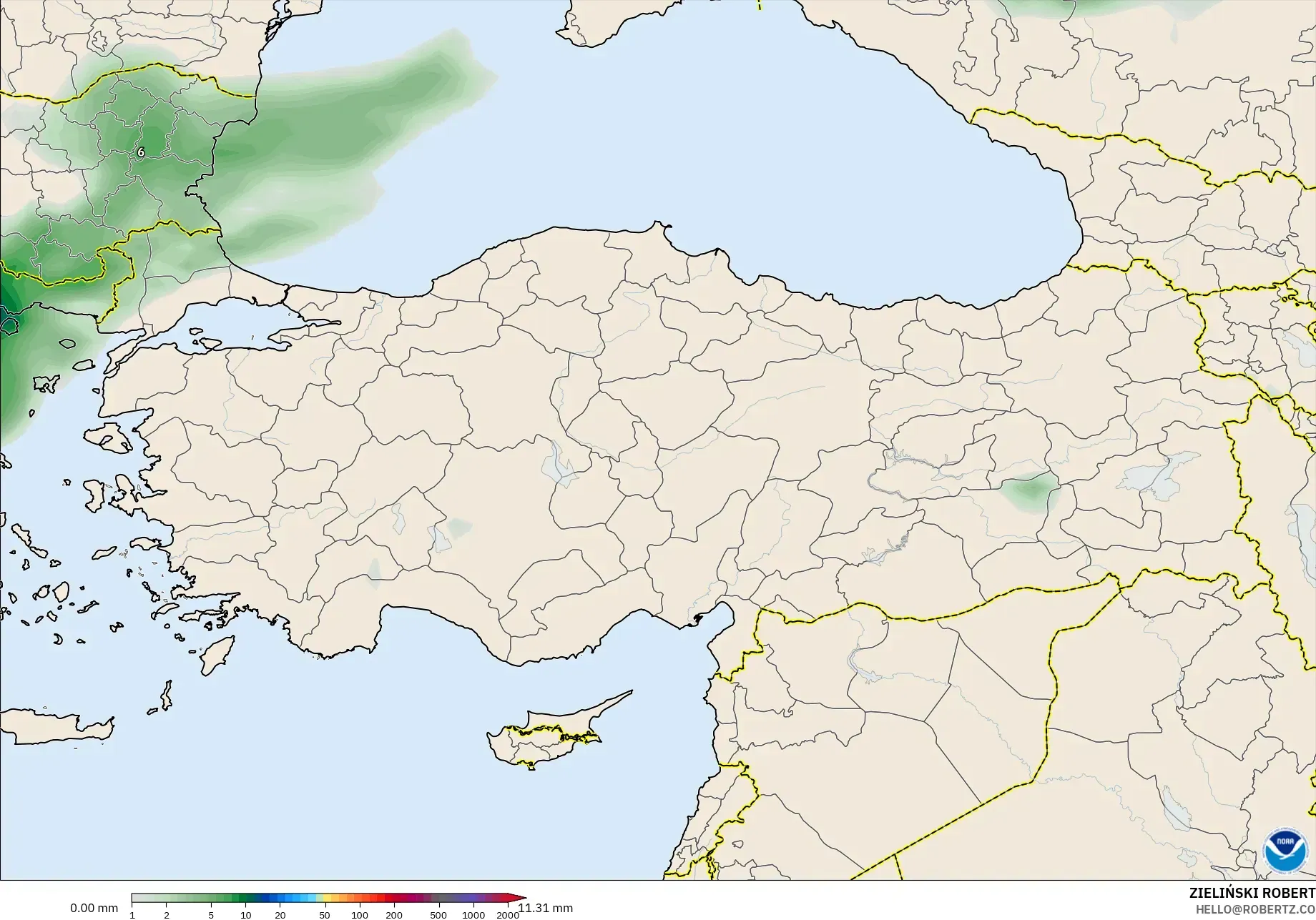 GFS model - Turkey, Precipitation Accumulation