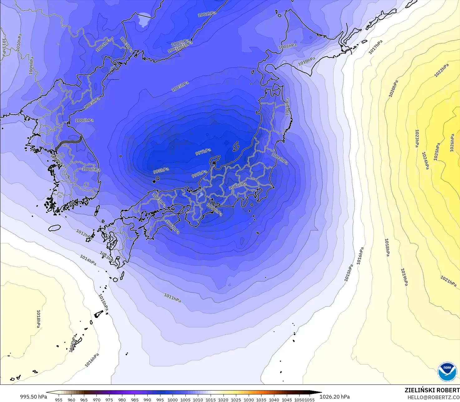 GFS model - Japan, Pressure