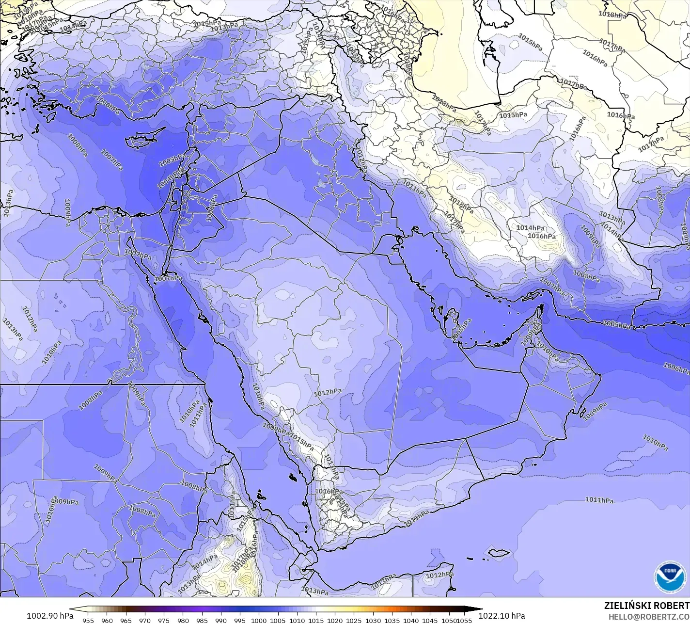 GFS model - Middle East, Pressure