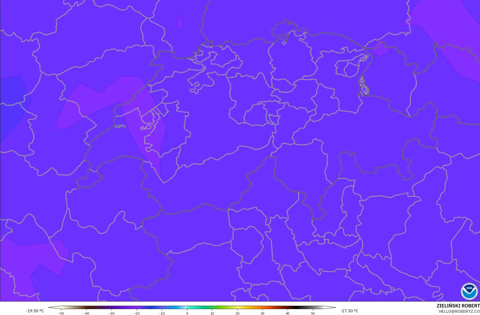 GFS model - Switzerland, Temperature at 500hPa