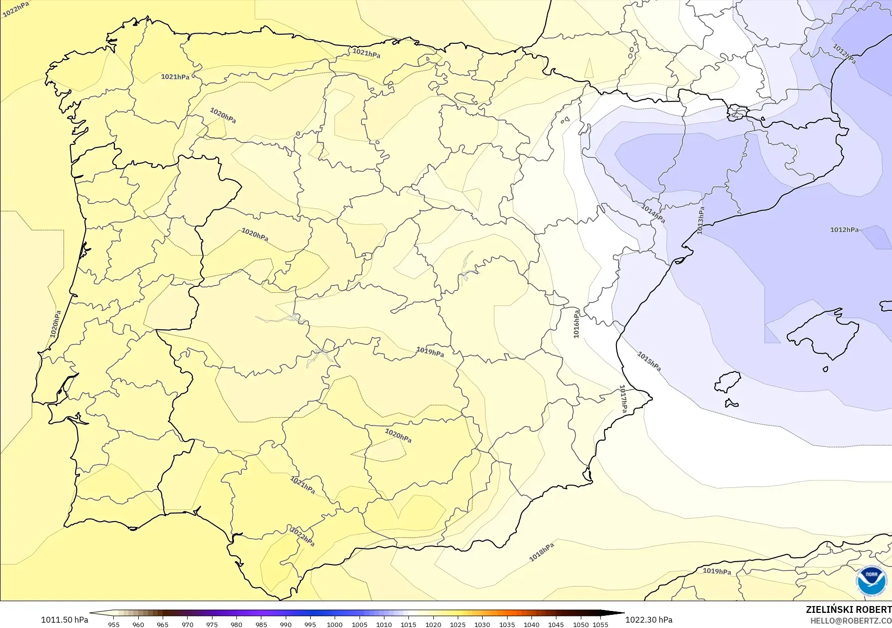GFS model - Spain, Pressure