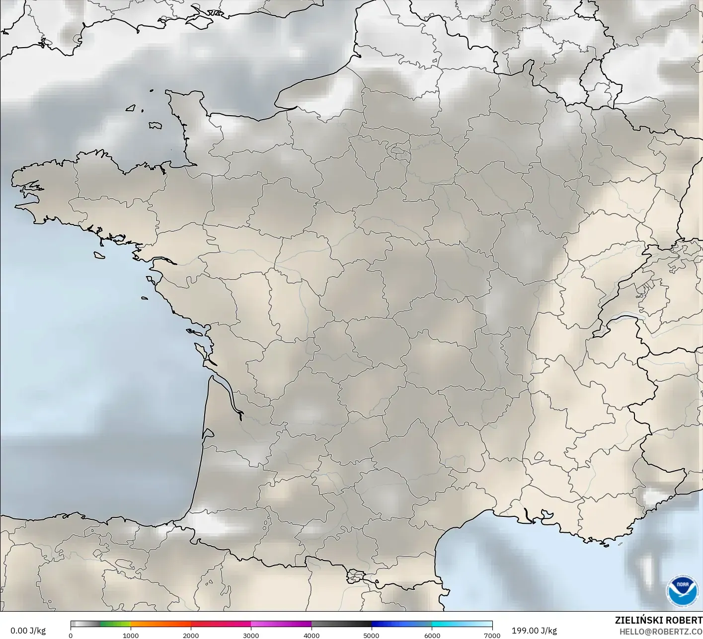 GFS model - France, CAPE