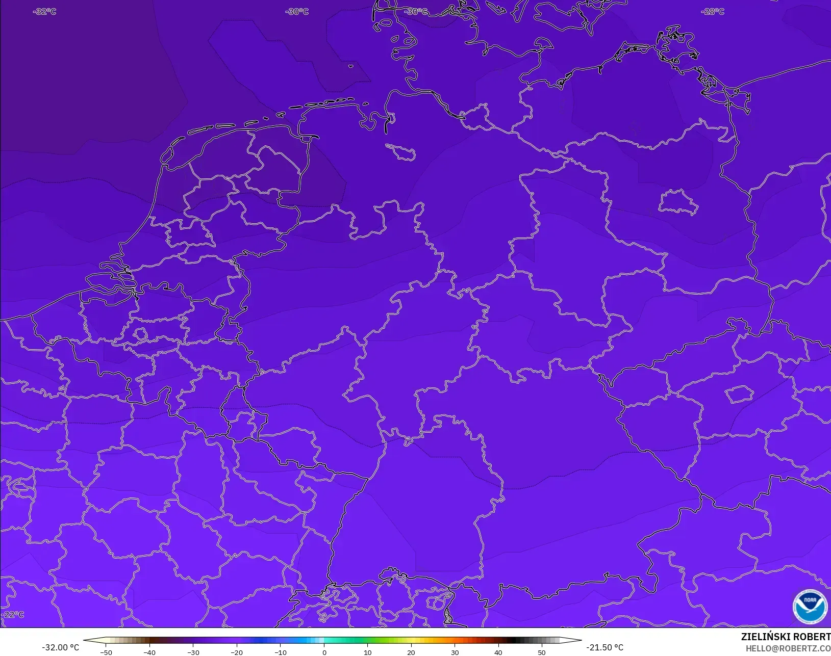 GFS model - Germany, Temperature at 500hPa