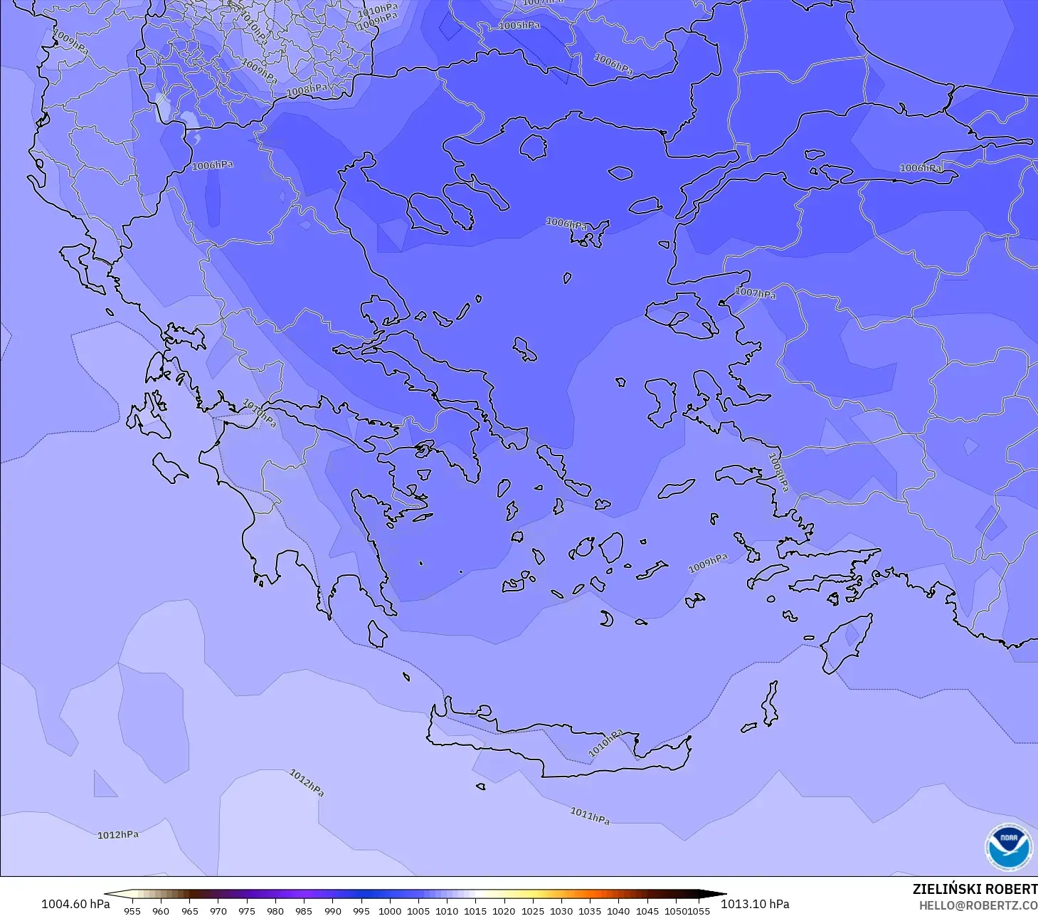 GFS model - Greece, Pressure