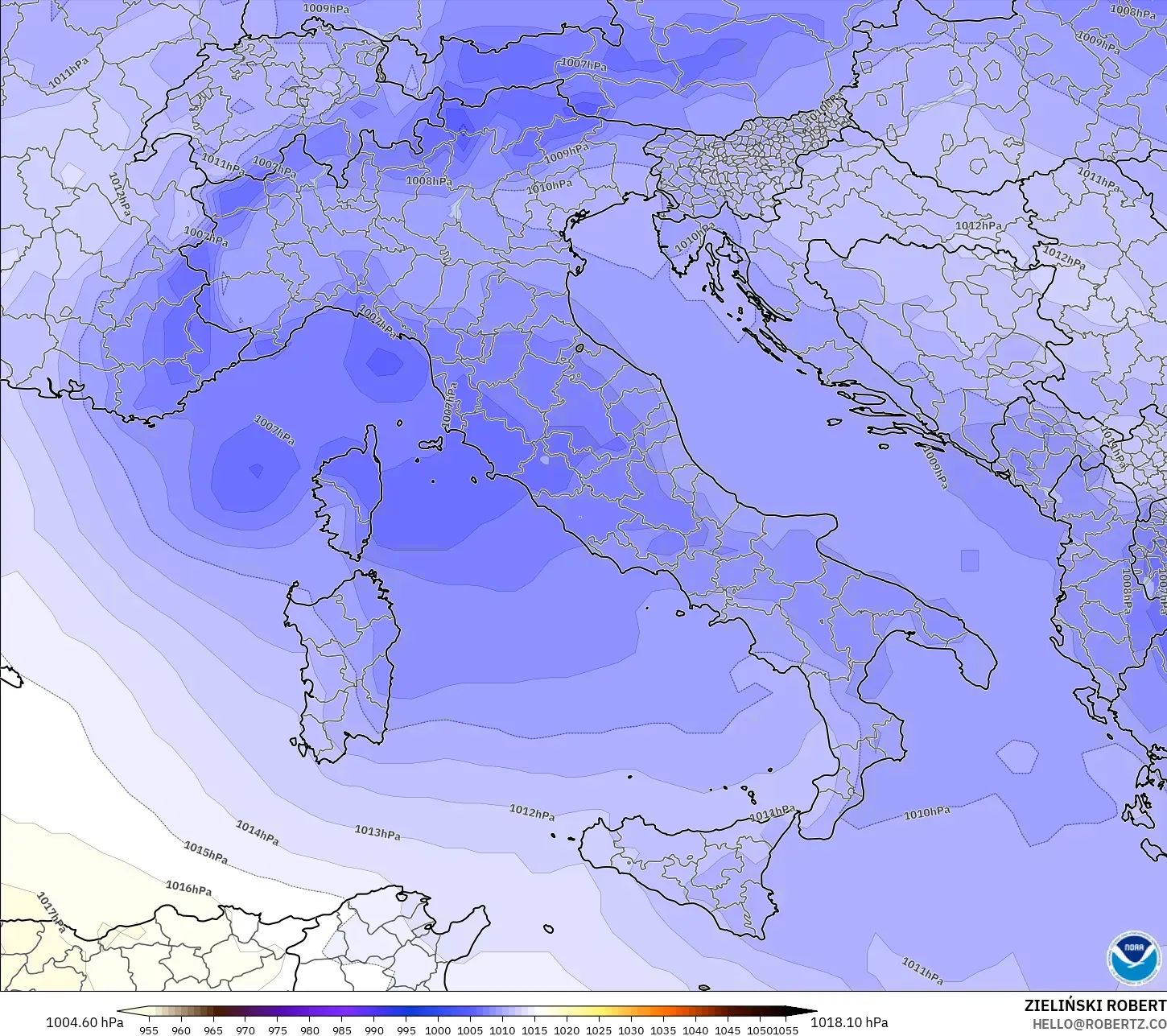 GFS model - Italy, Pressure