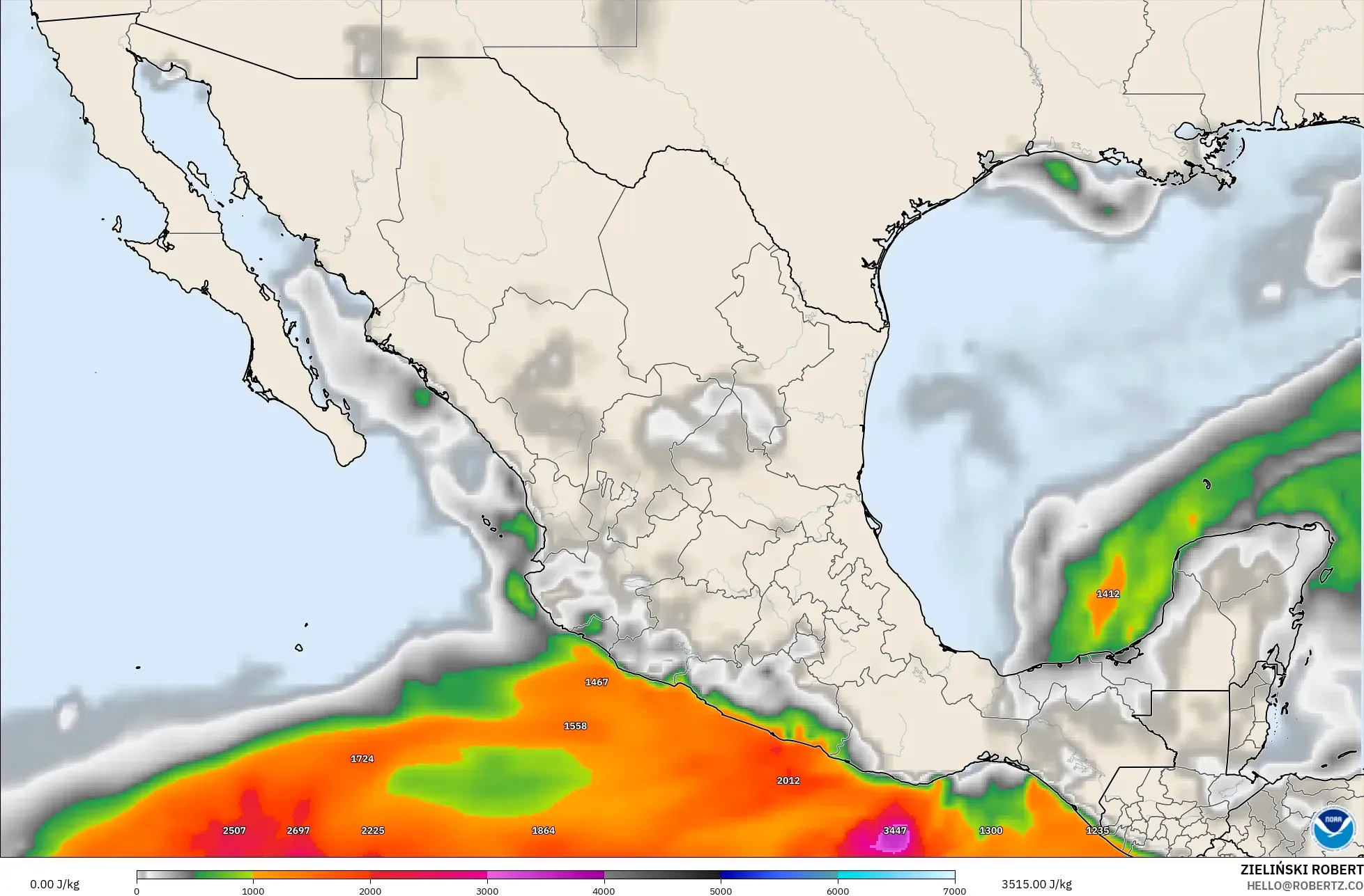GFS model - Mexico, CAPE