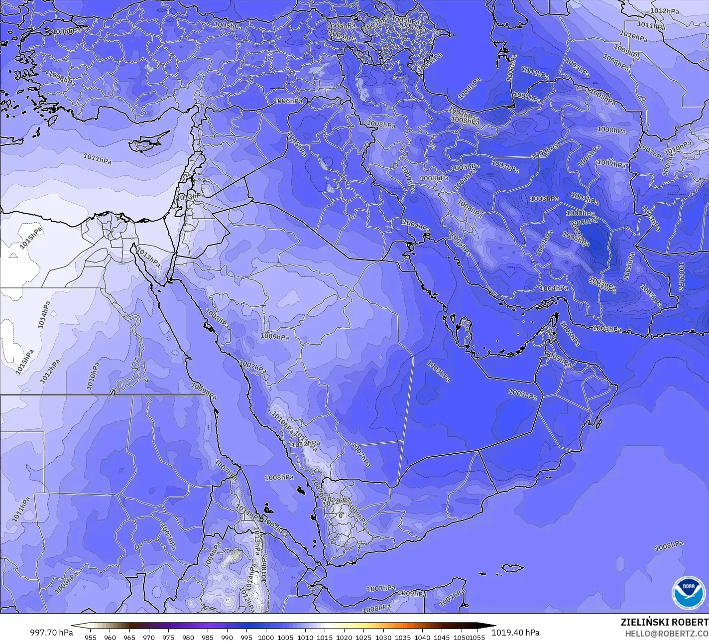 GFS model - Middle East, Pressure
