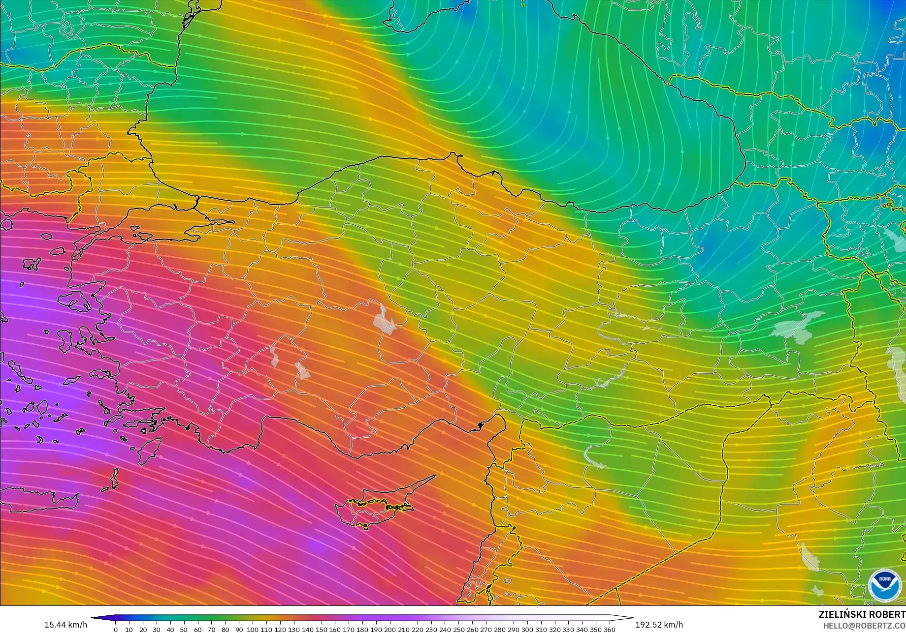 GFS model - Turkey, Wind at 300hPa (jet stream)