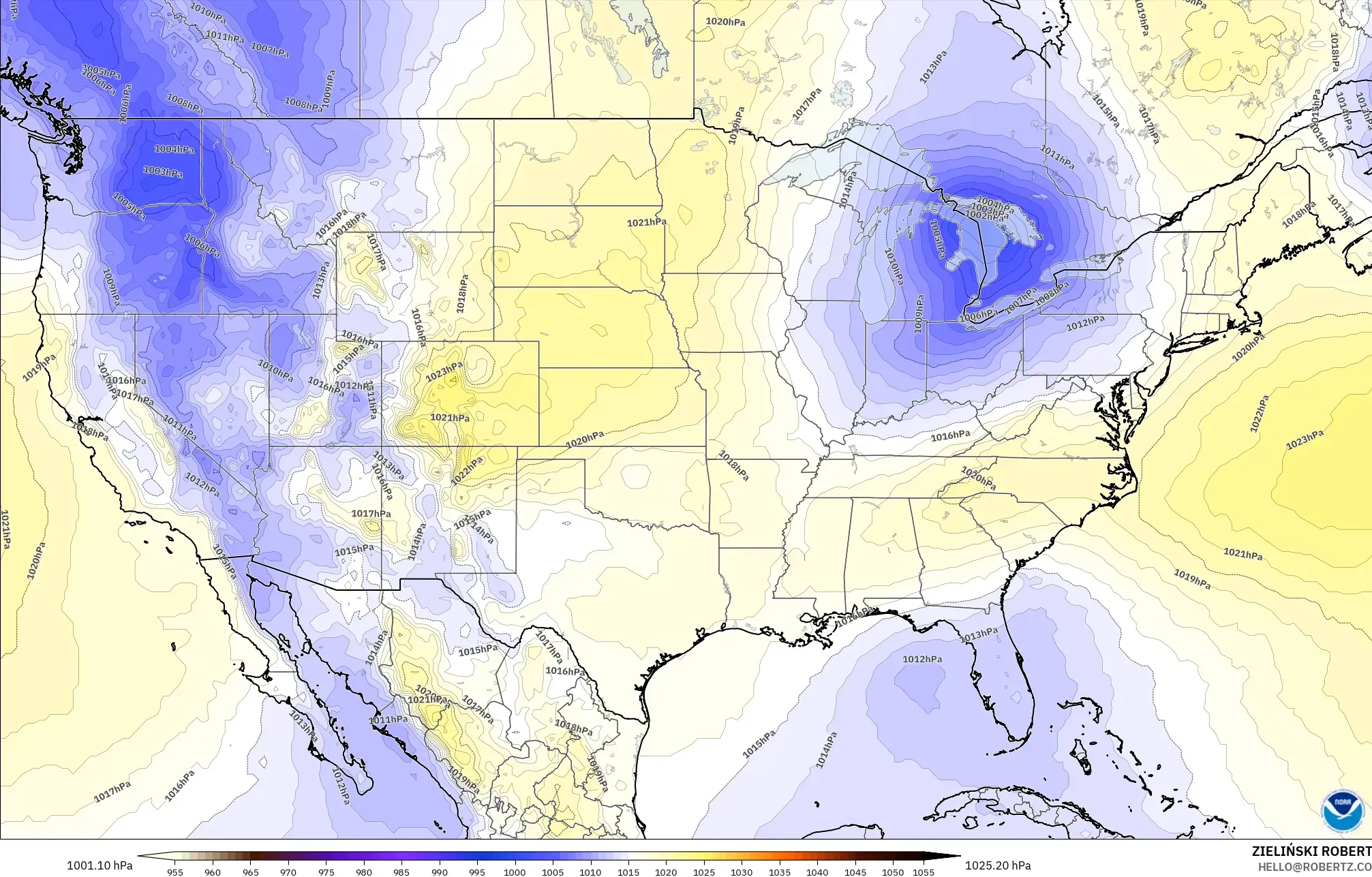 GFS model - United States, Pressure