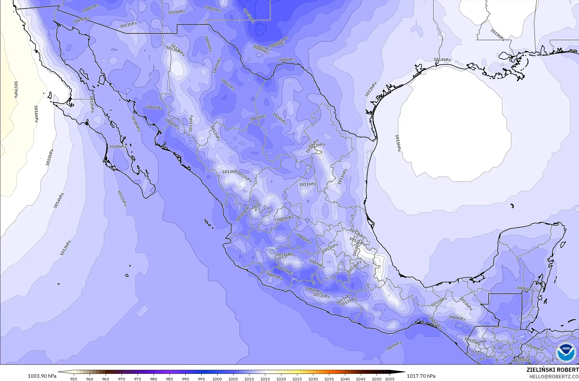 GFS model - Mexico, Pressure
