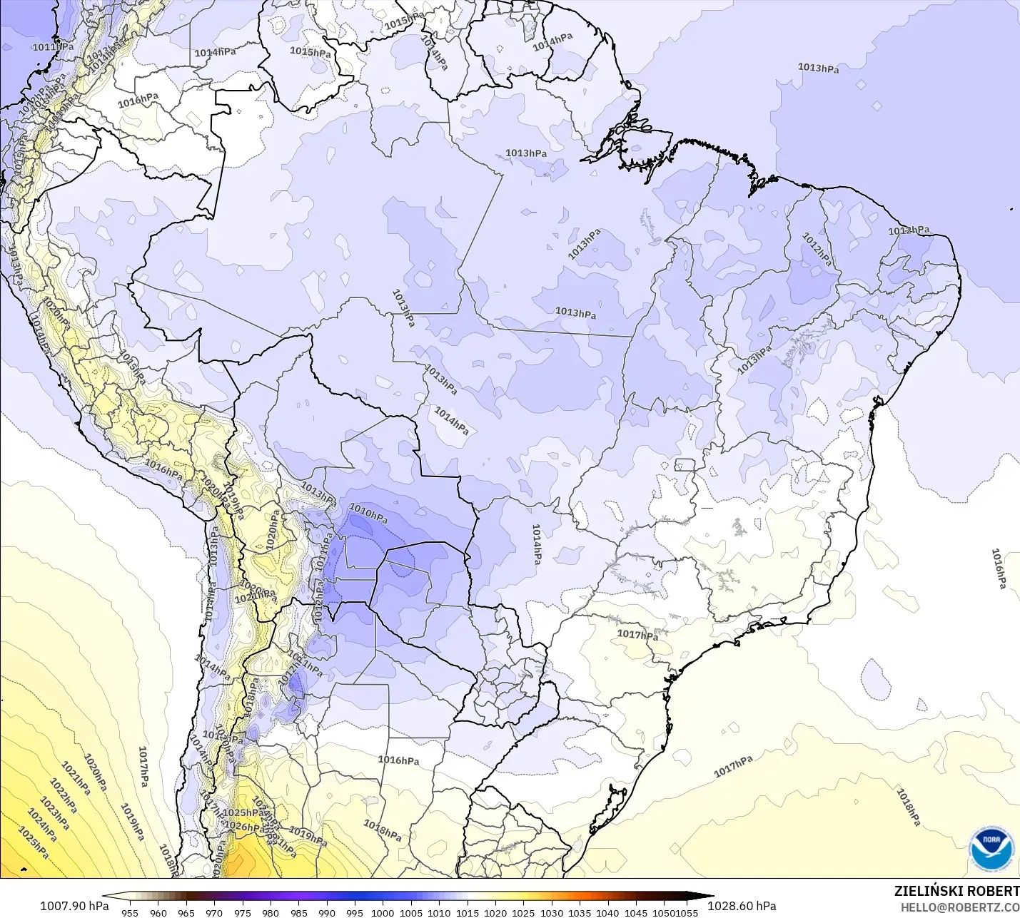 GFS model - Brazil, Pressure
