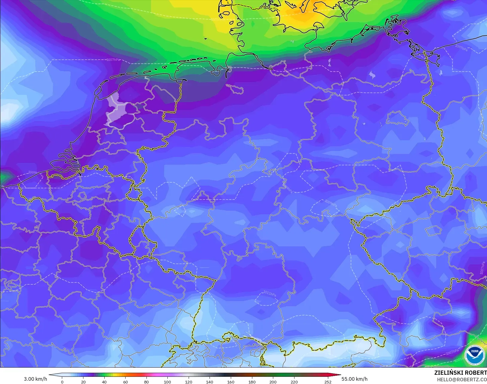 GFS model - Germany, Wind Gusts Peak