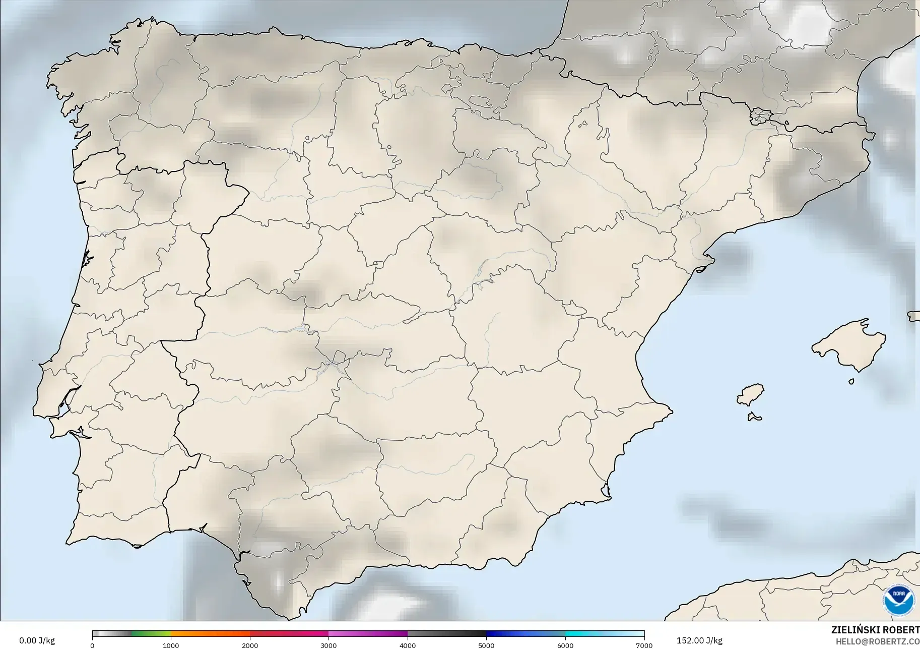 GFS model - Spain, CAPE