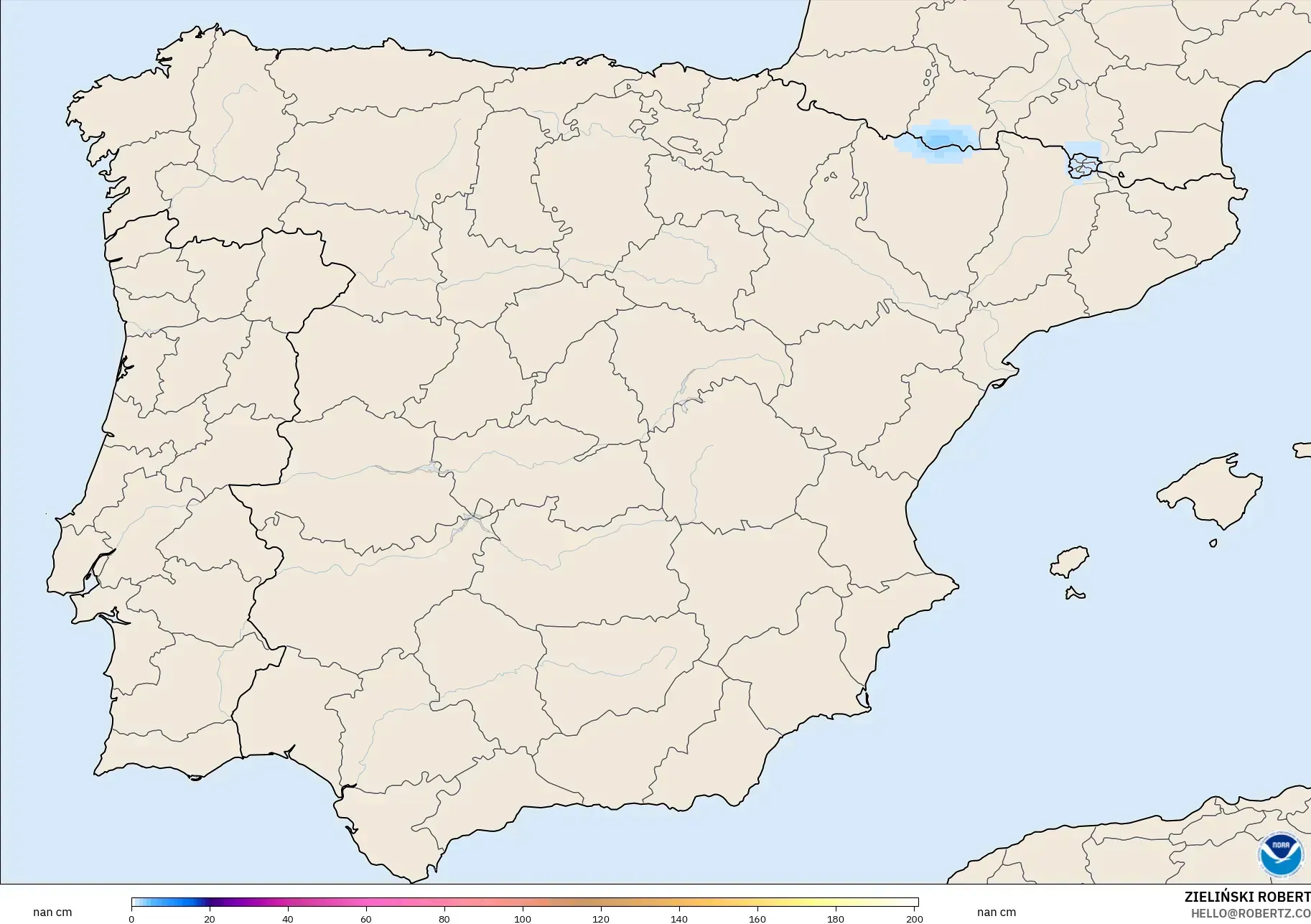 GFS model - Spain, Snow Depth