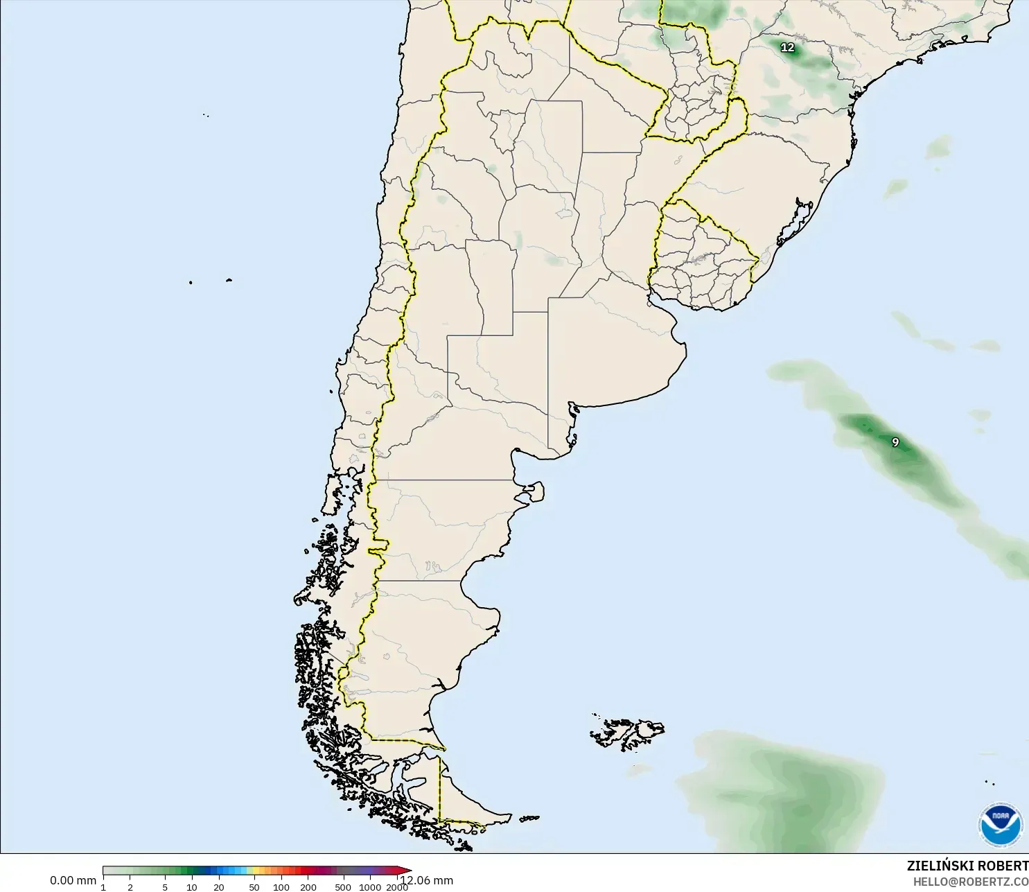 GFS model - Argentina, Precipitation Accumulation
