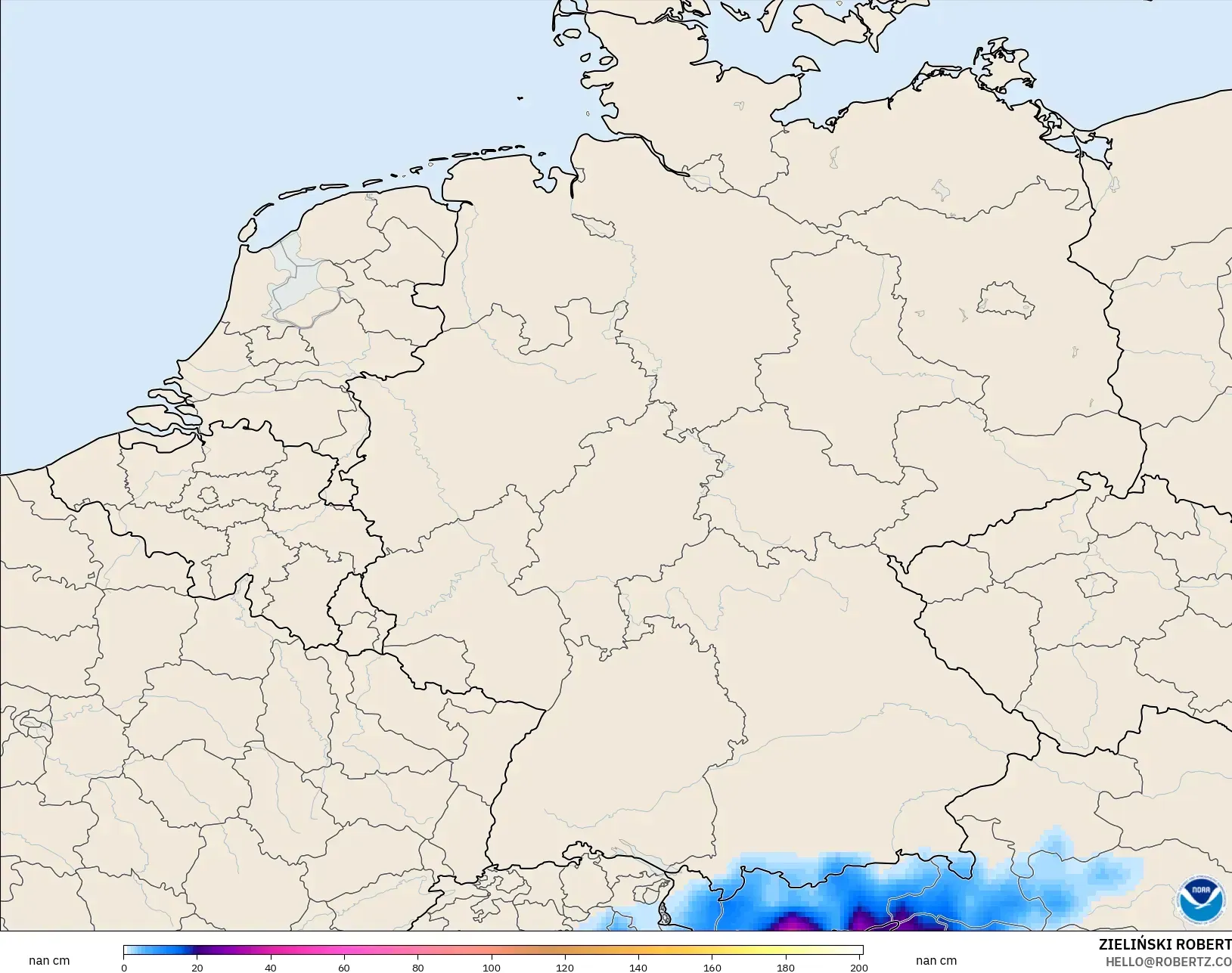 GFS model - Germany, Snow Depth
