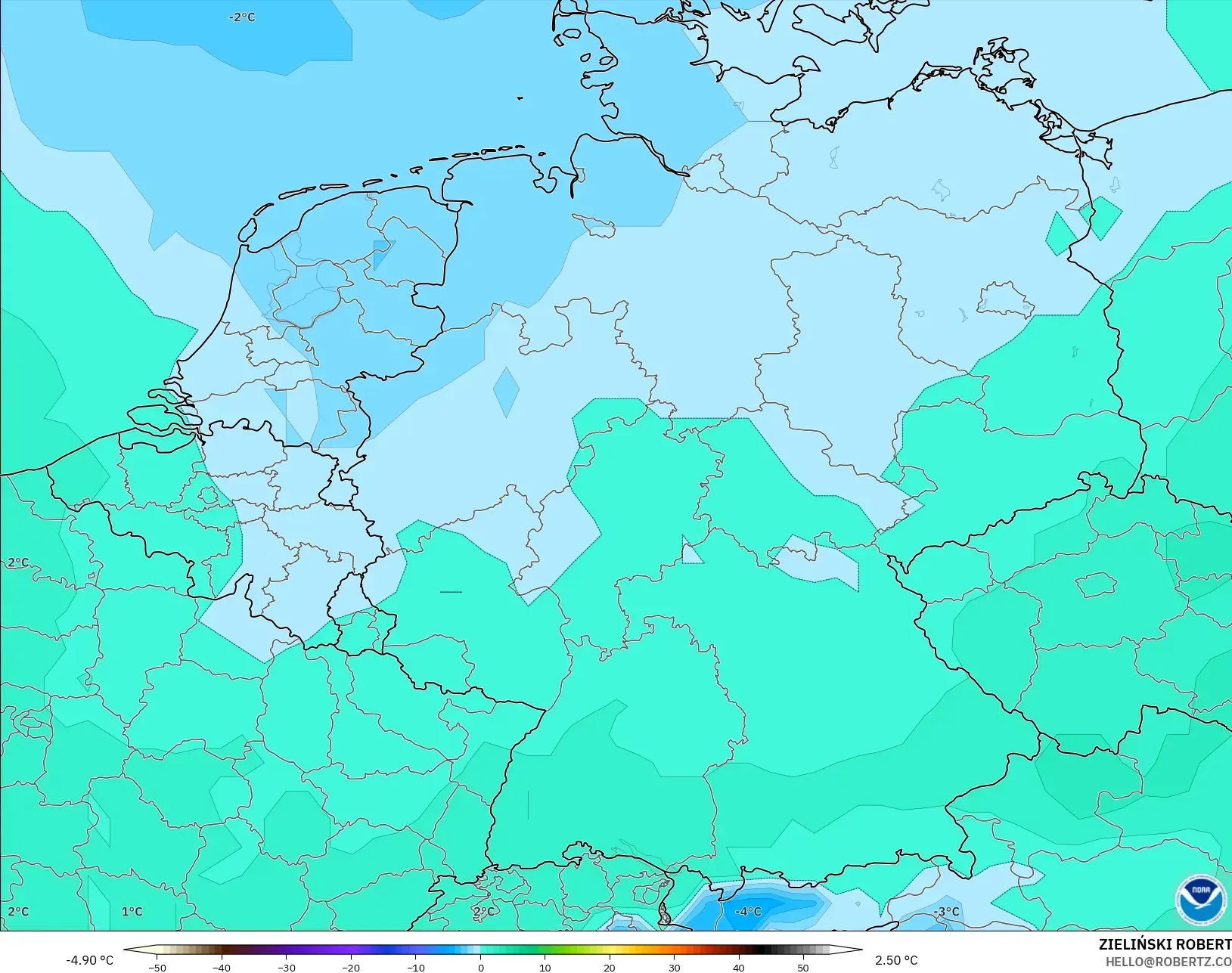 GFS model - Germany, Temperature at 850hPa
