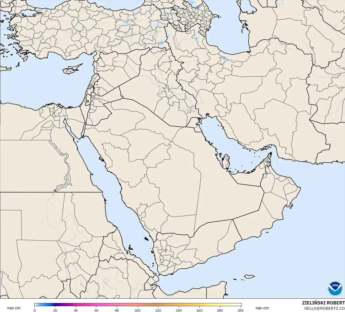 GFS model - Middle East, Snow Depth