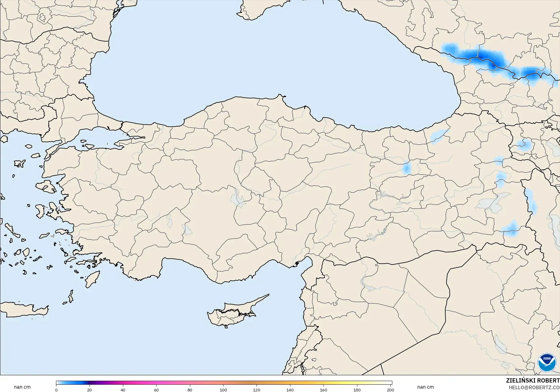 GFS model - Turkey, Snow Depth