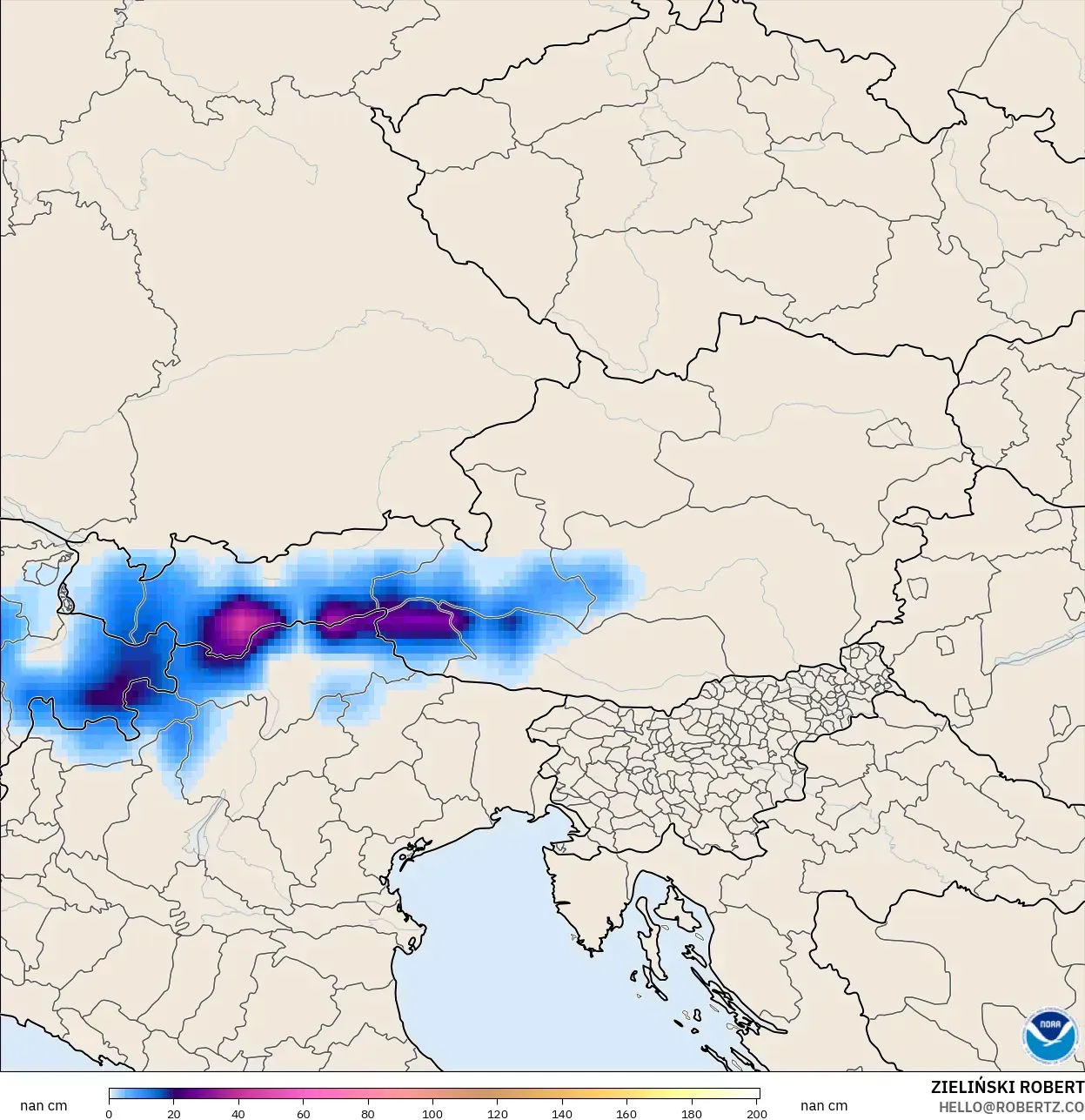 GFS model - Austria, Snow Depth
