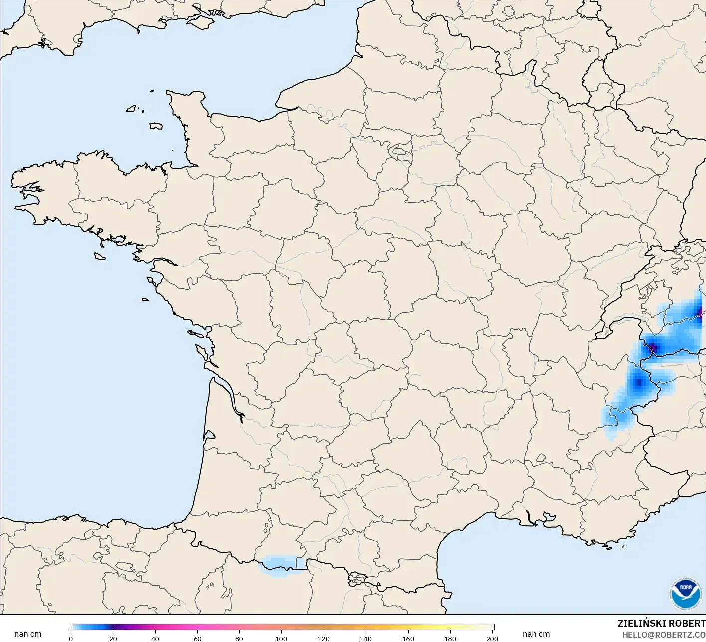 GFS model - France, Snow Depth