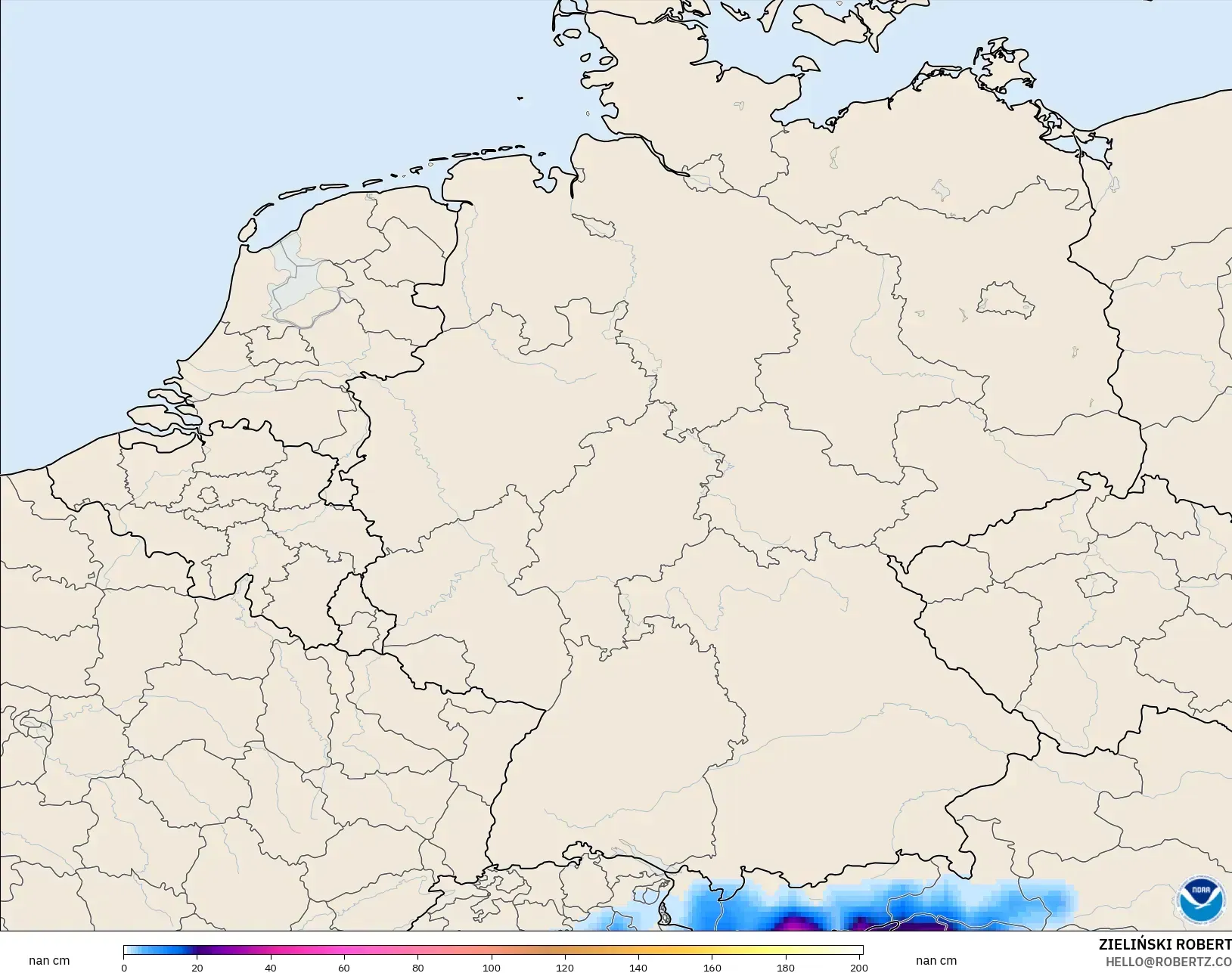 GFS model - Germany, Snow Depth