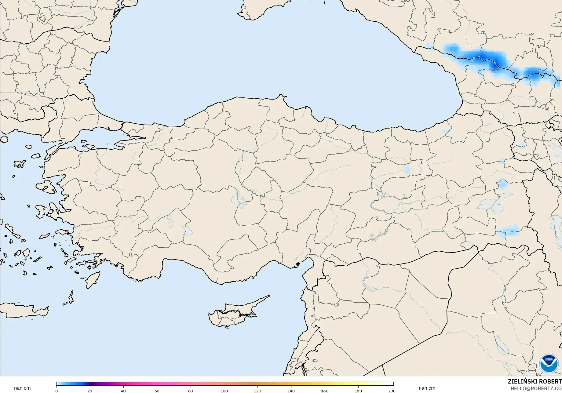 GFS model - Turkey, Snow Depth