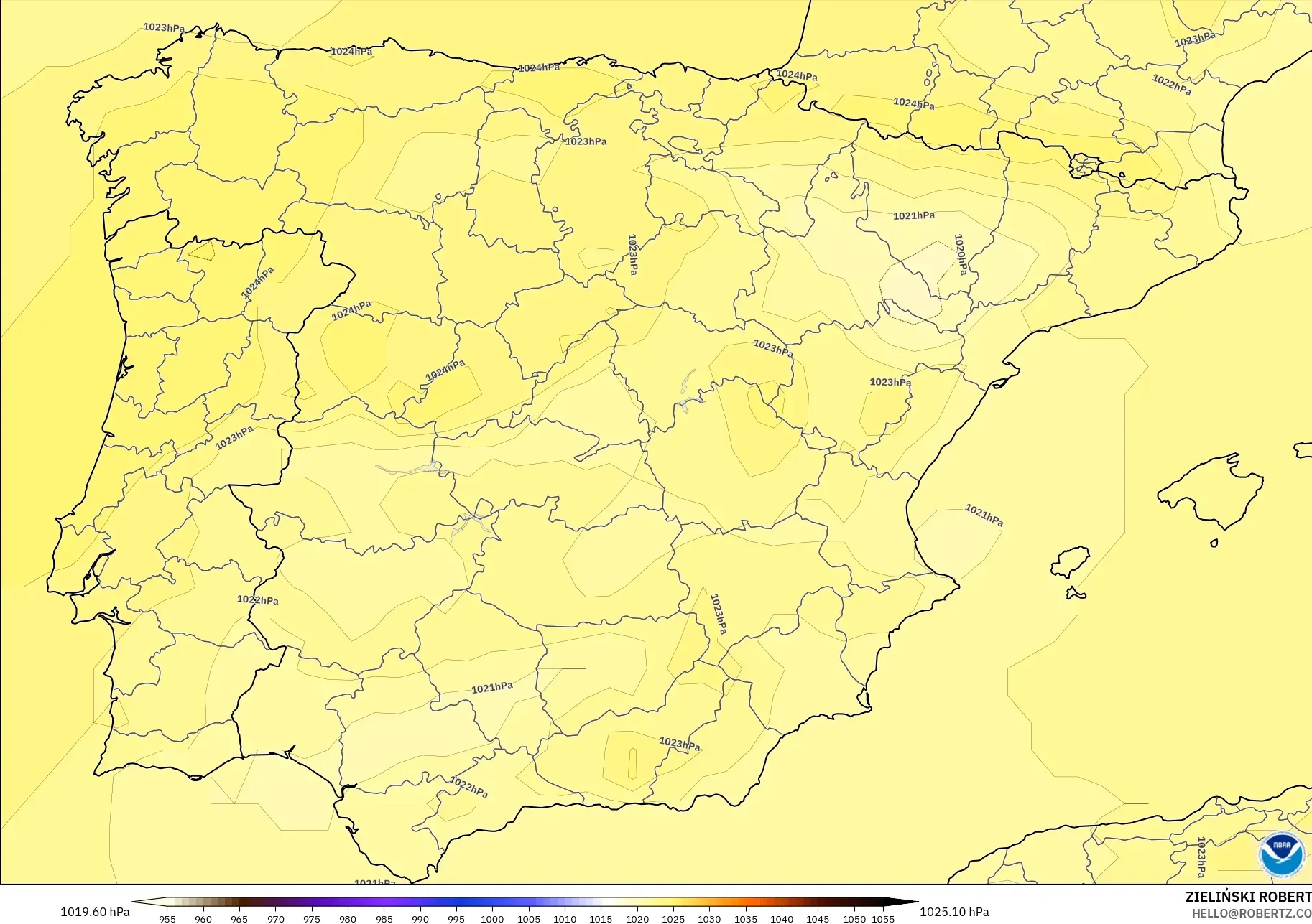 GFS model - Spain, Pressure