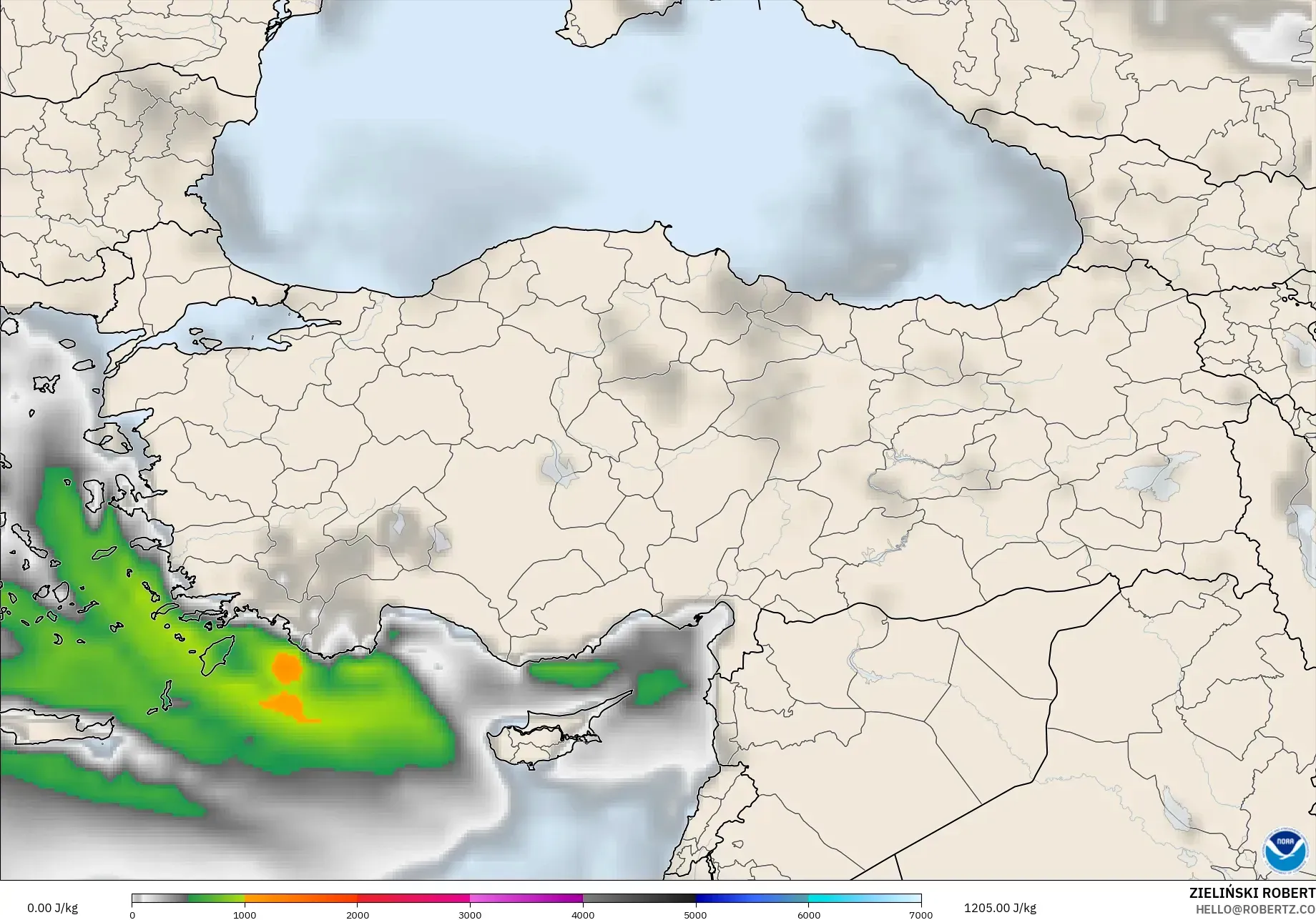GFS model - Turkey, CAPE