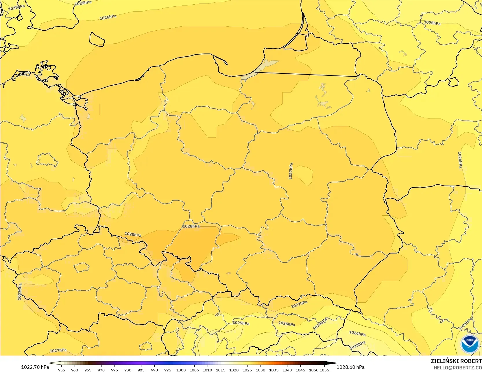 GFS model - Poland, Pressure