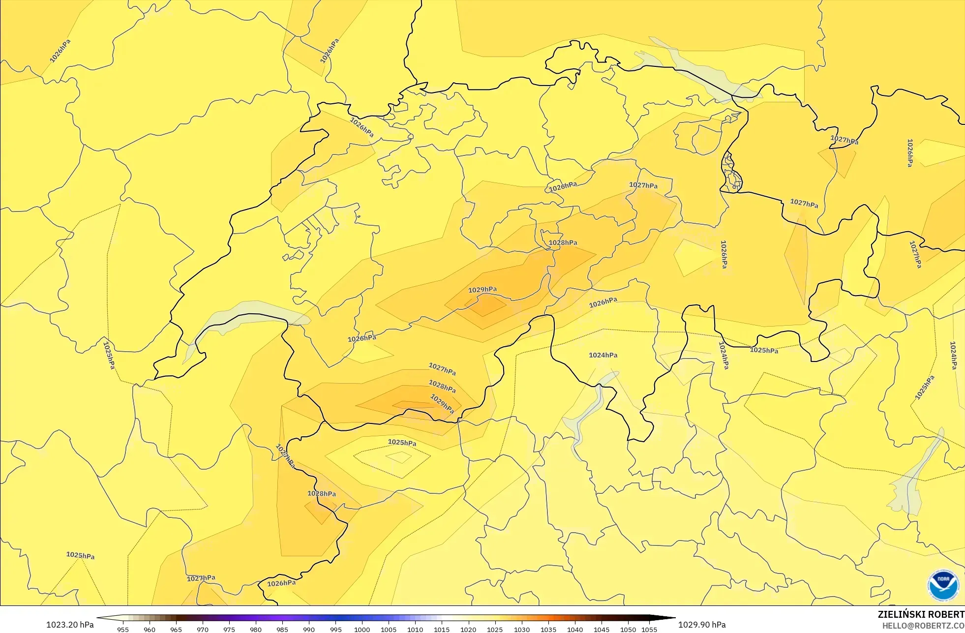 GFS model - Switzerland, Pressure