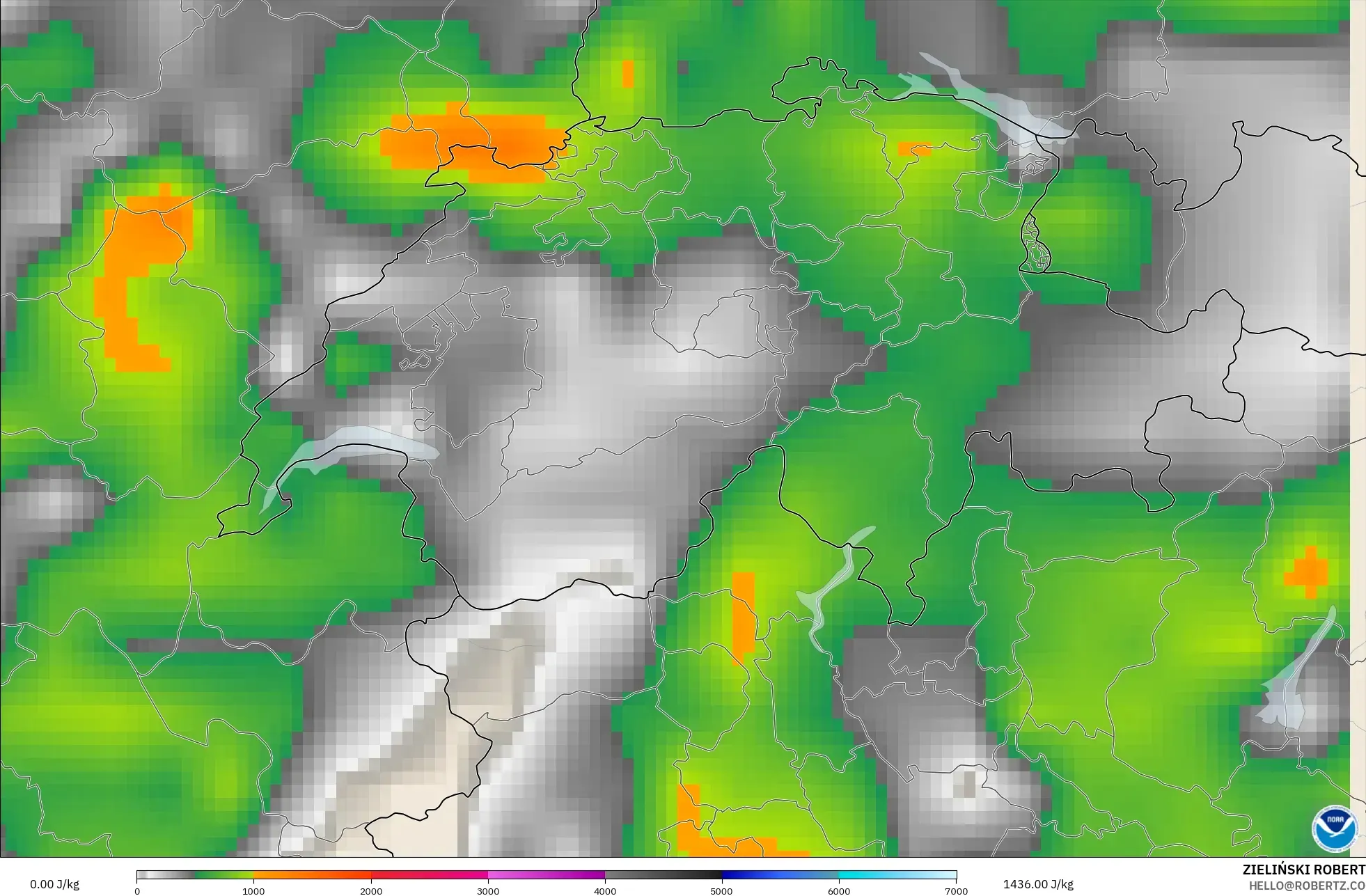 GFS model - Switzerland, CAPE