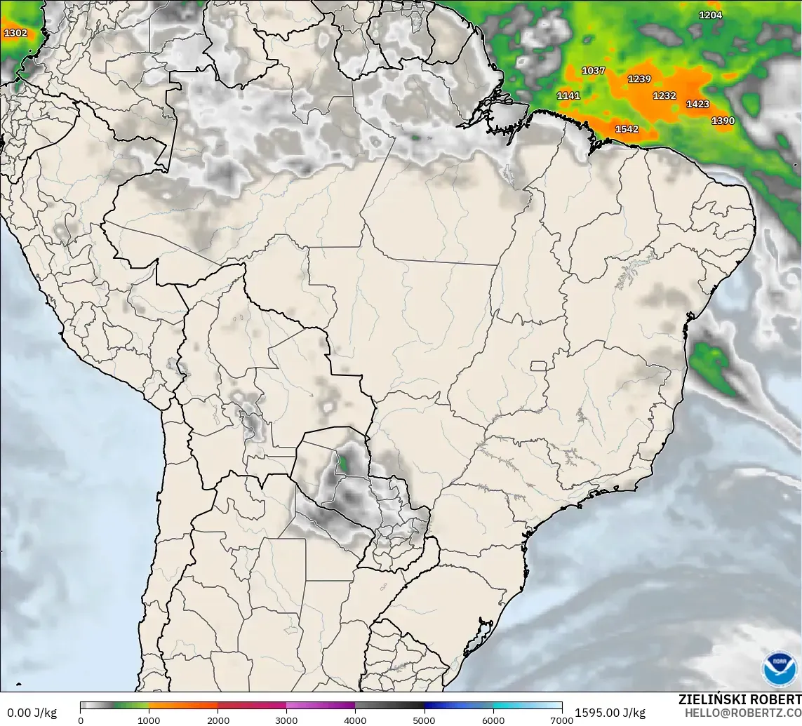 GFS model - Brazil, CAPE
