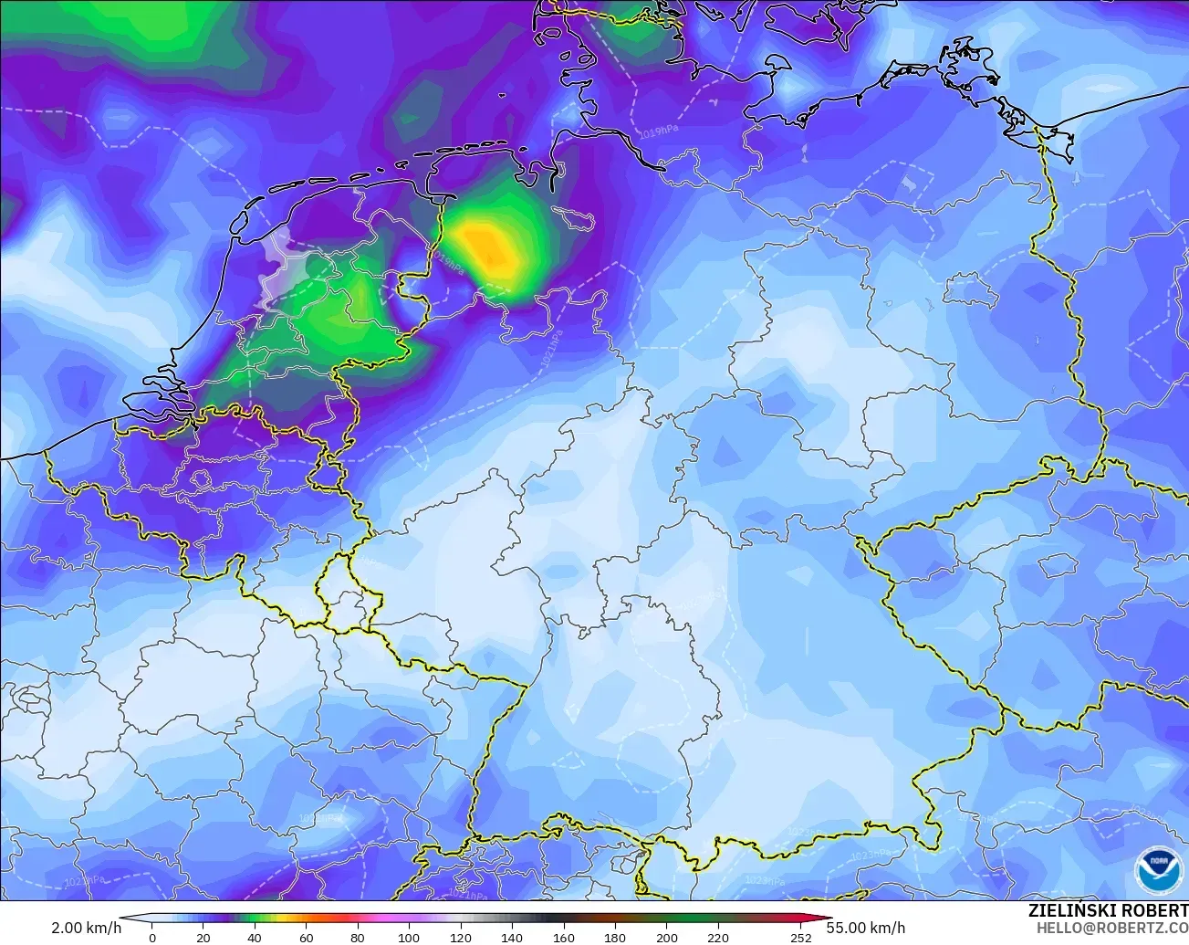 GFS model - Germany, Wind Gusts
