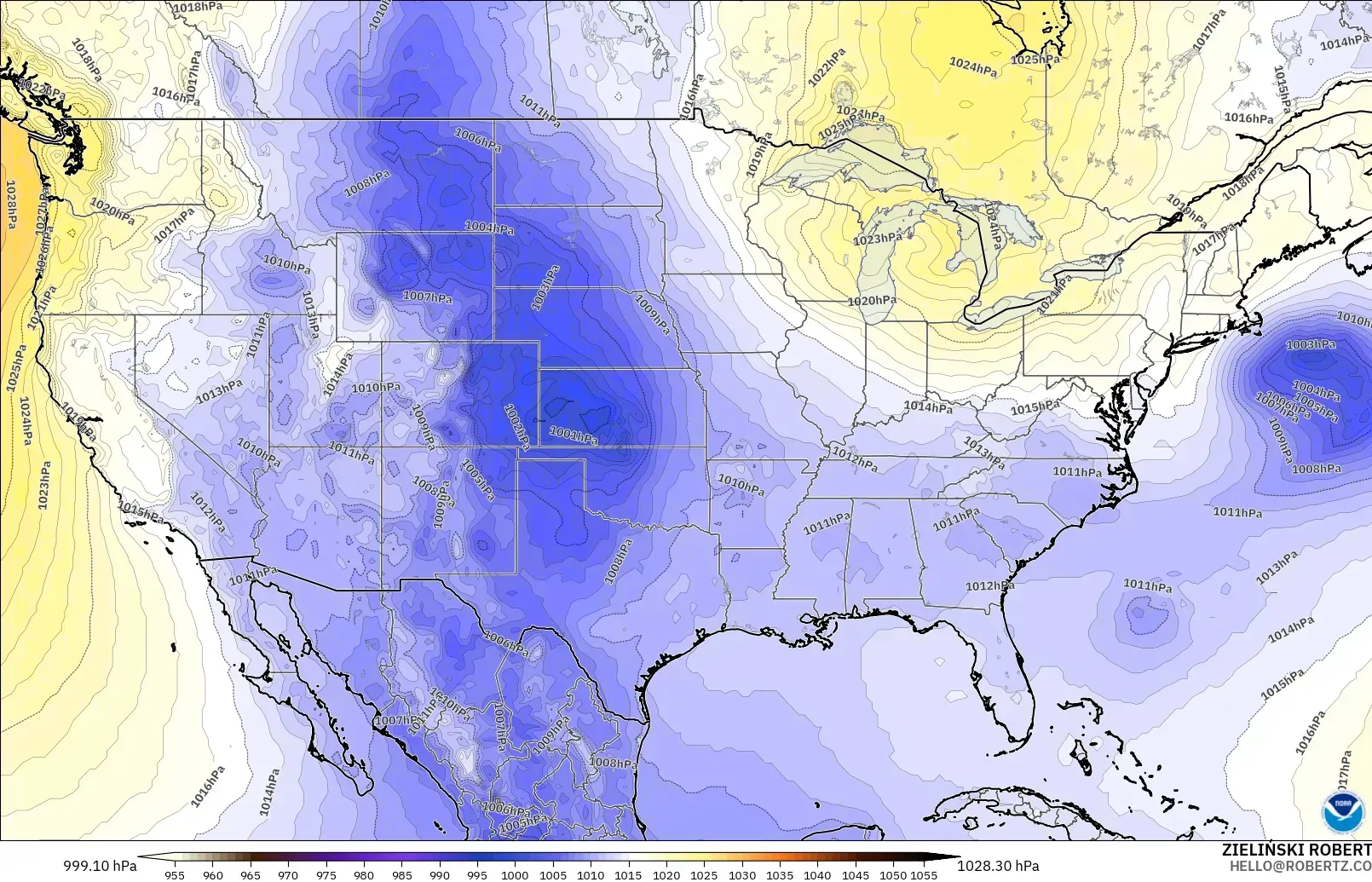 GFS model - United States, Pressure