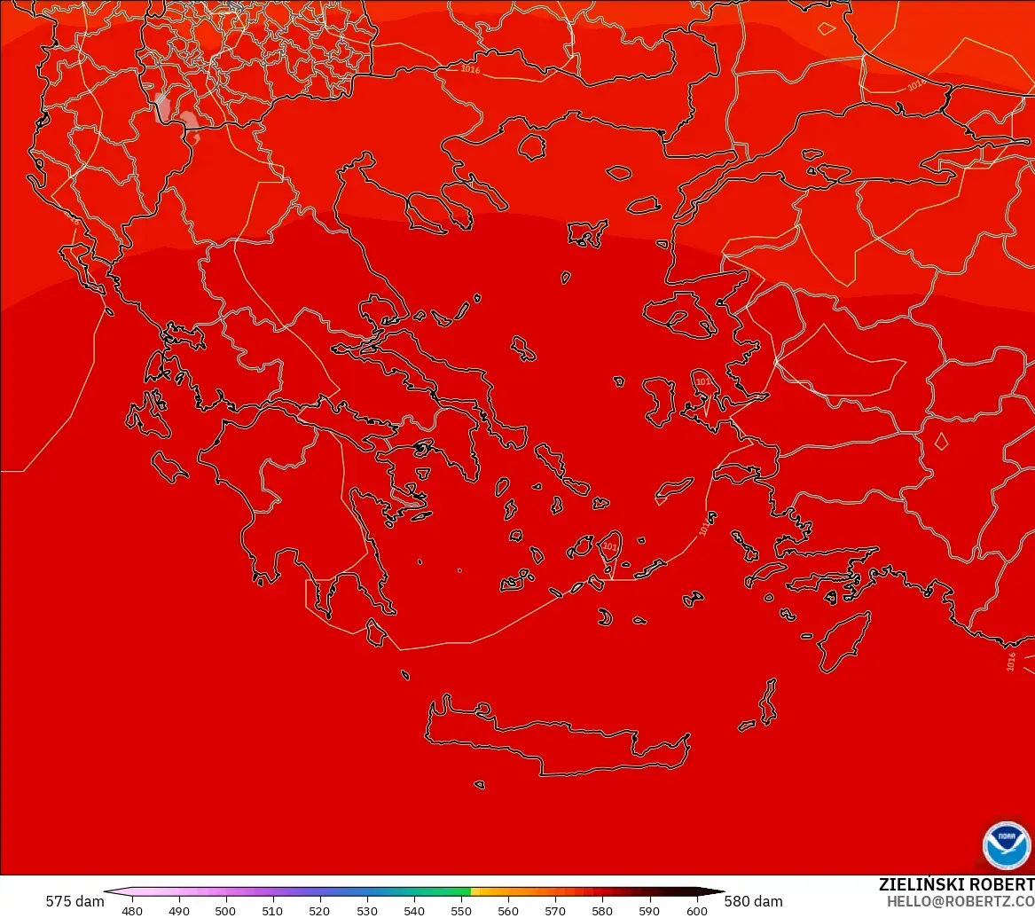 GFS model - Greece, Geopotential height at 500hPa