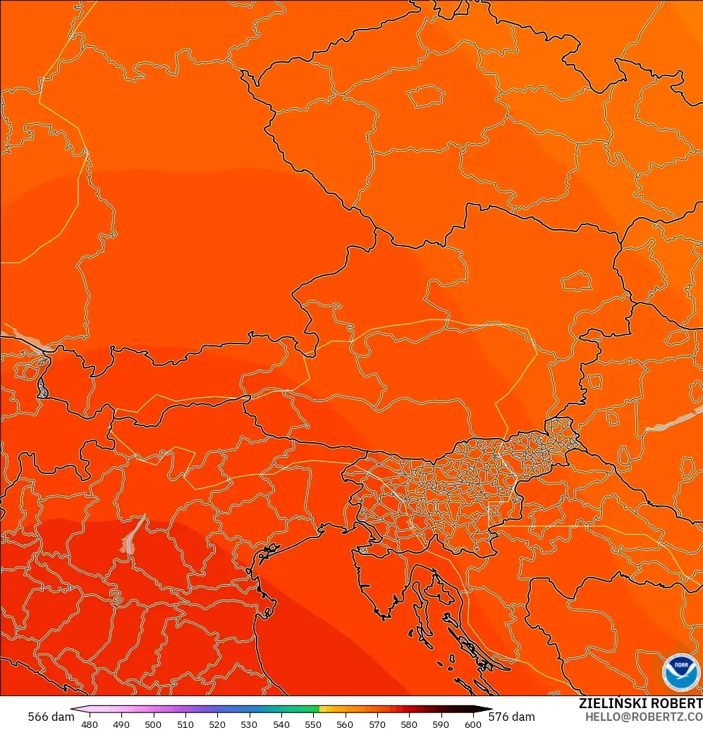 GFS model - Austria, Geopotential height at 500hPa
