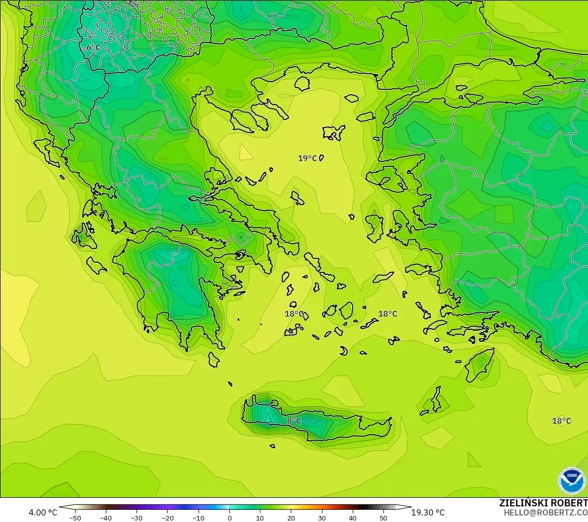 GFS model - Greece, Dewpoint at 2m